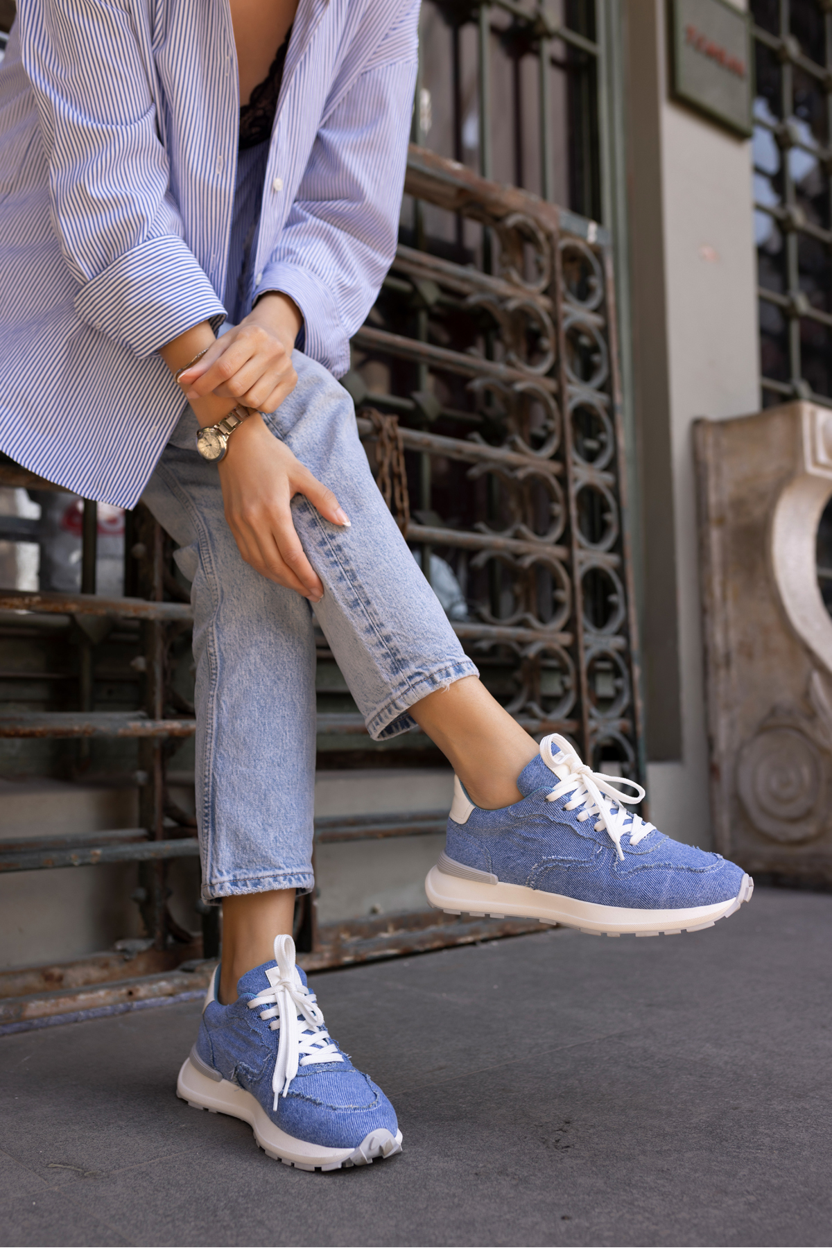 ROBİ KADİN SİYAH KETEN SNEAKER