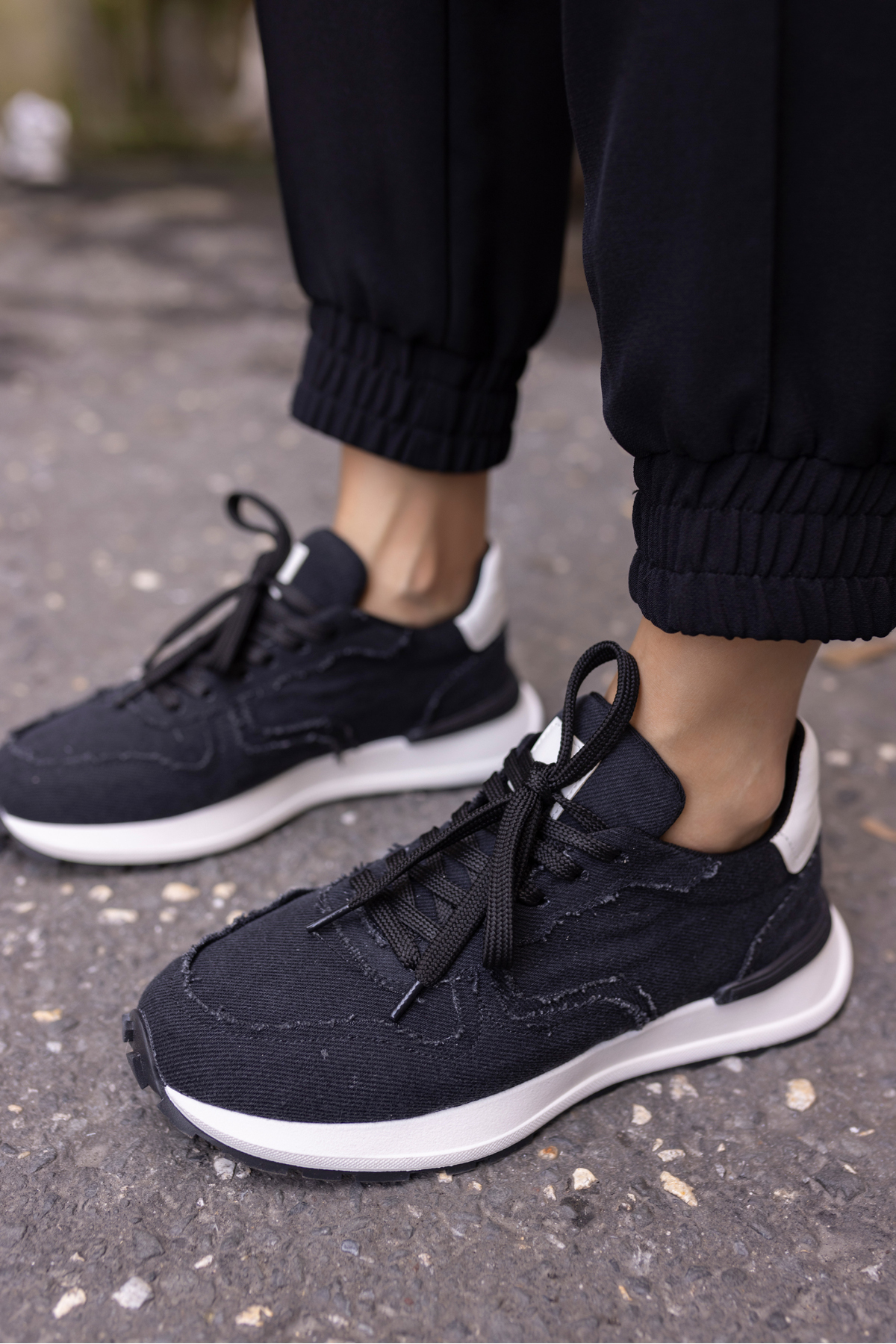 ROBİ KADİN SİYAH KETEN SNEAKER