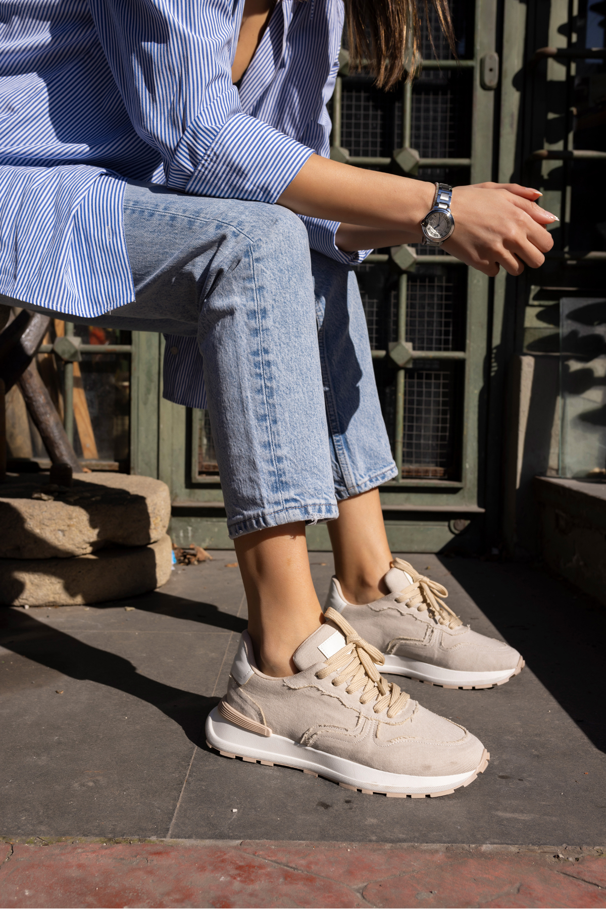 ROBİ KADİN SİYAH KETEN SNEAKER