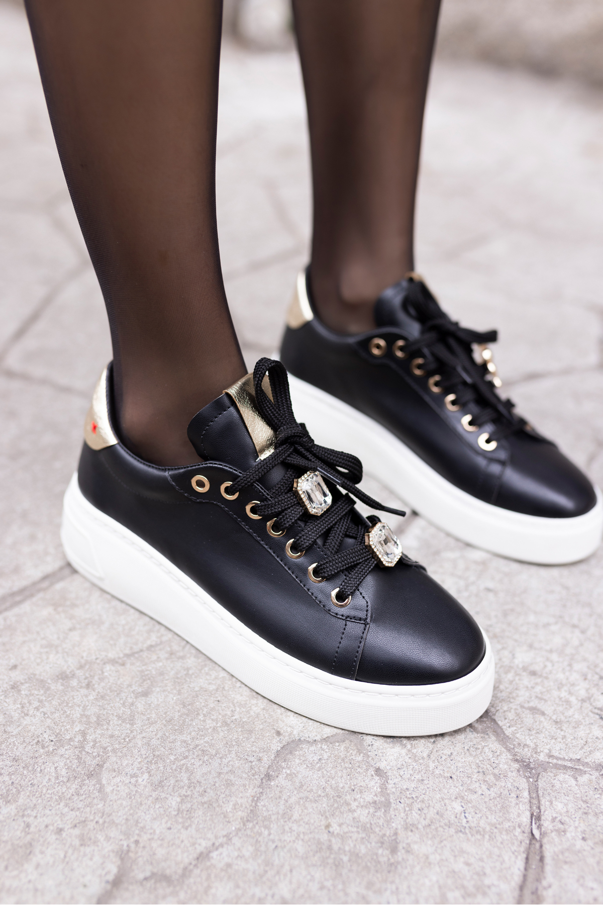 HERBERT KADİN BEJ LEOPAR DETAYLİ BAYKUS BAG DETAY SNEAKER