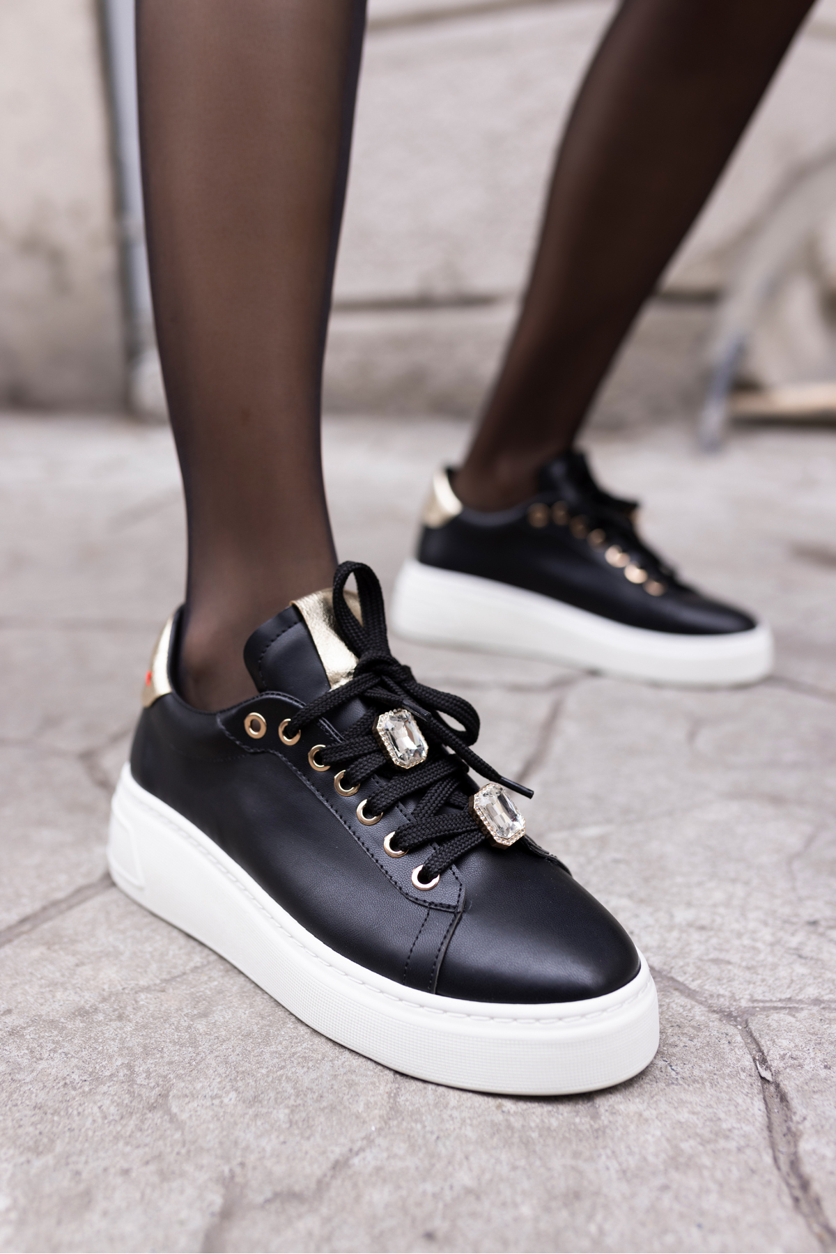 HERBERT KADİN BEJ LEOPAR DETAYLİ BAYKUS BAG DETAY SNEAKER