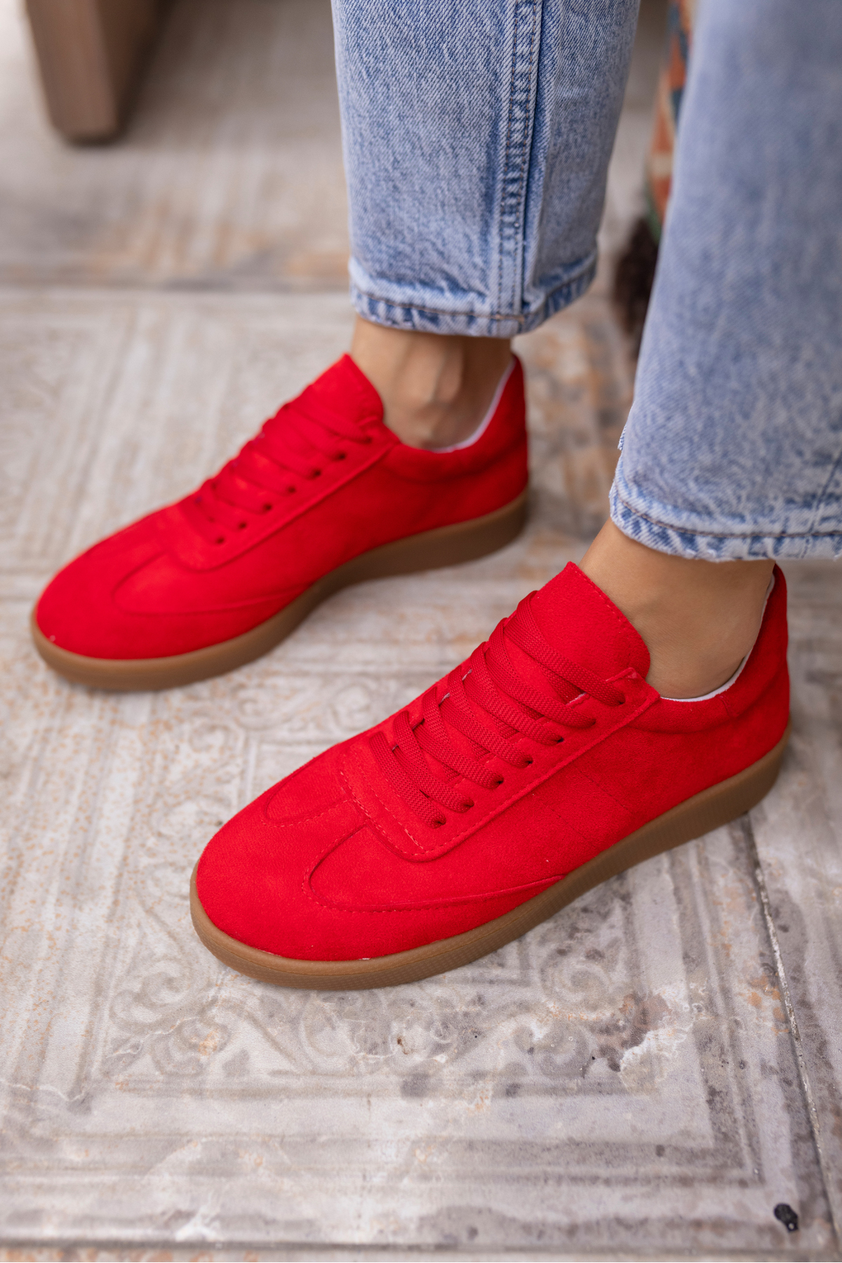 STEPY KADİN BEYAZ CİLT SAMBA TARZİ SNEAKER