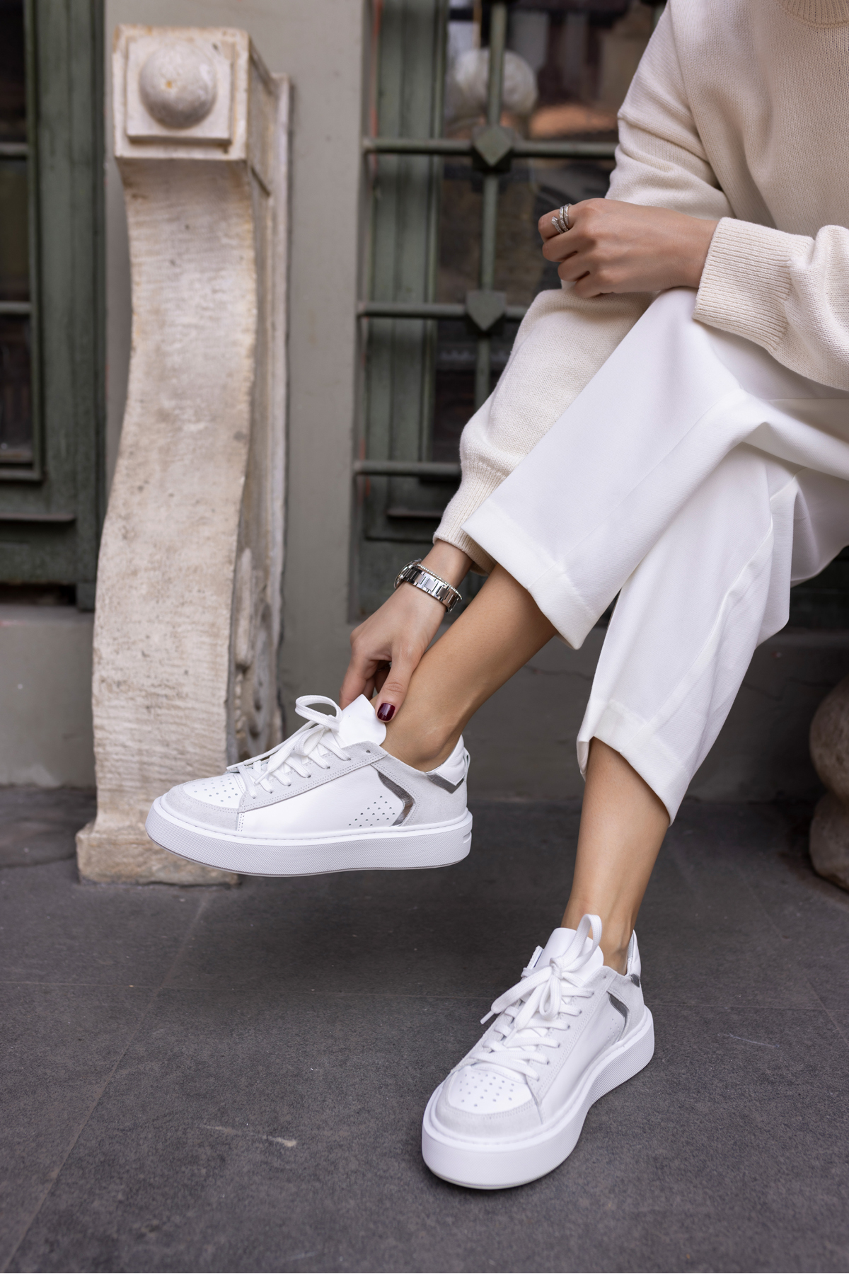 TREE KADIN BEYAZ GERCEK DERİ EVA TABANLİ SNEAKER