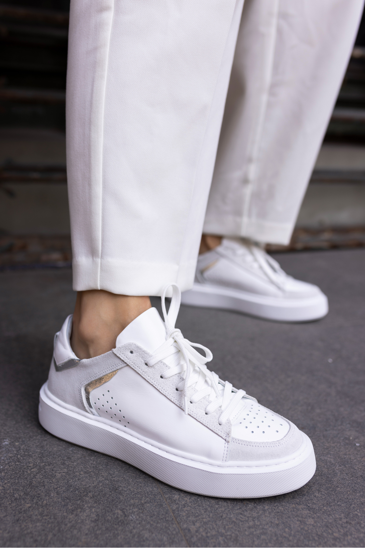 TREE KADIN BEYAZ GERCEK DERİ EVA TABANLİ SNEAKER