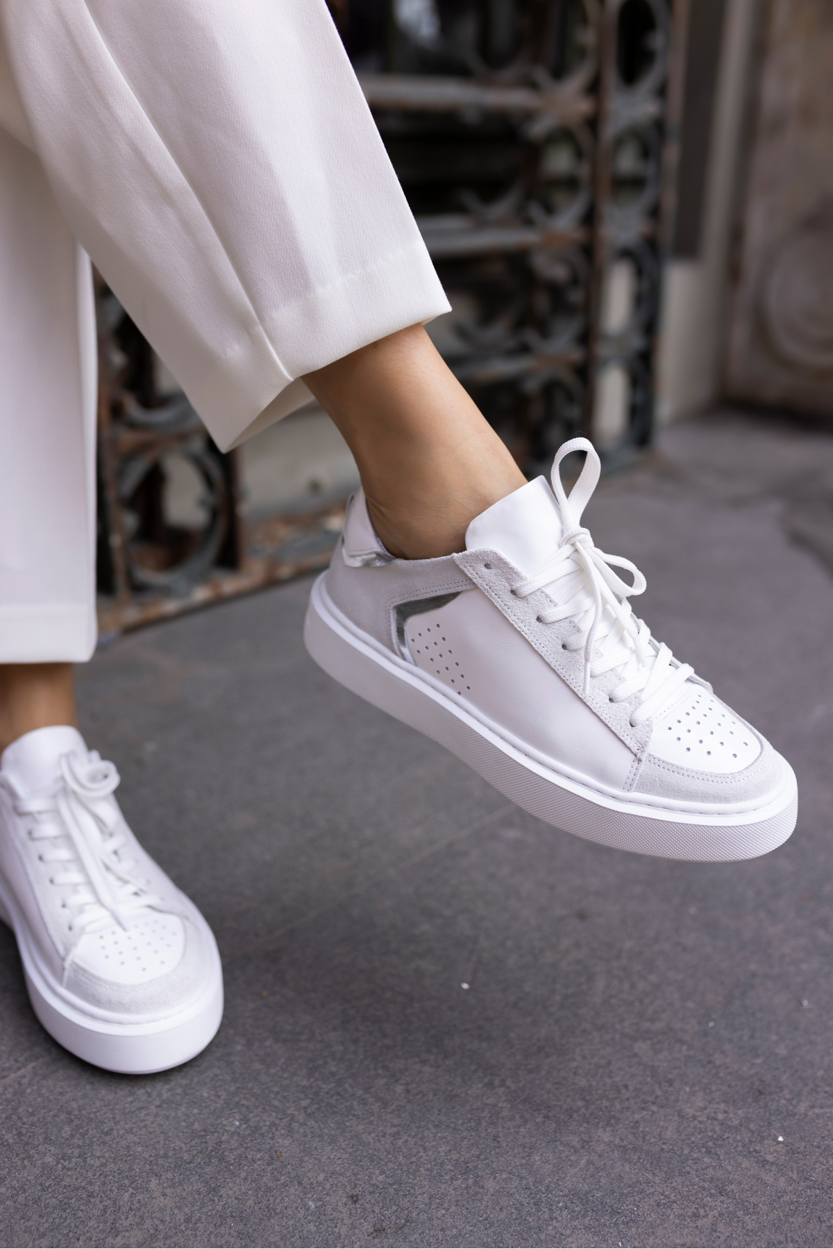 TREE KADIN BEYAZ GERCEK DERİ EVA TABANLİ SNEAKER