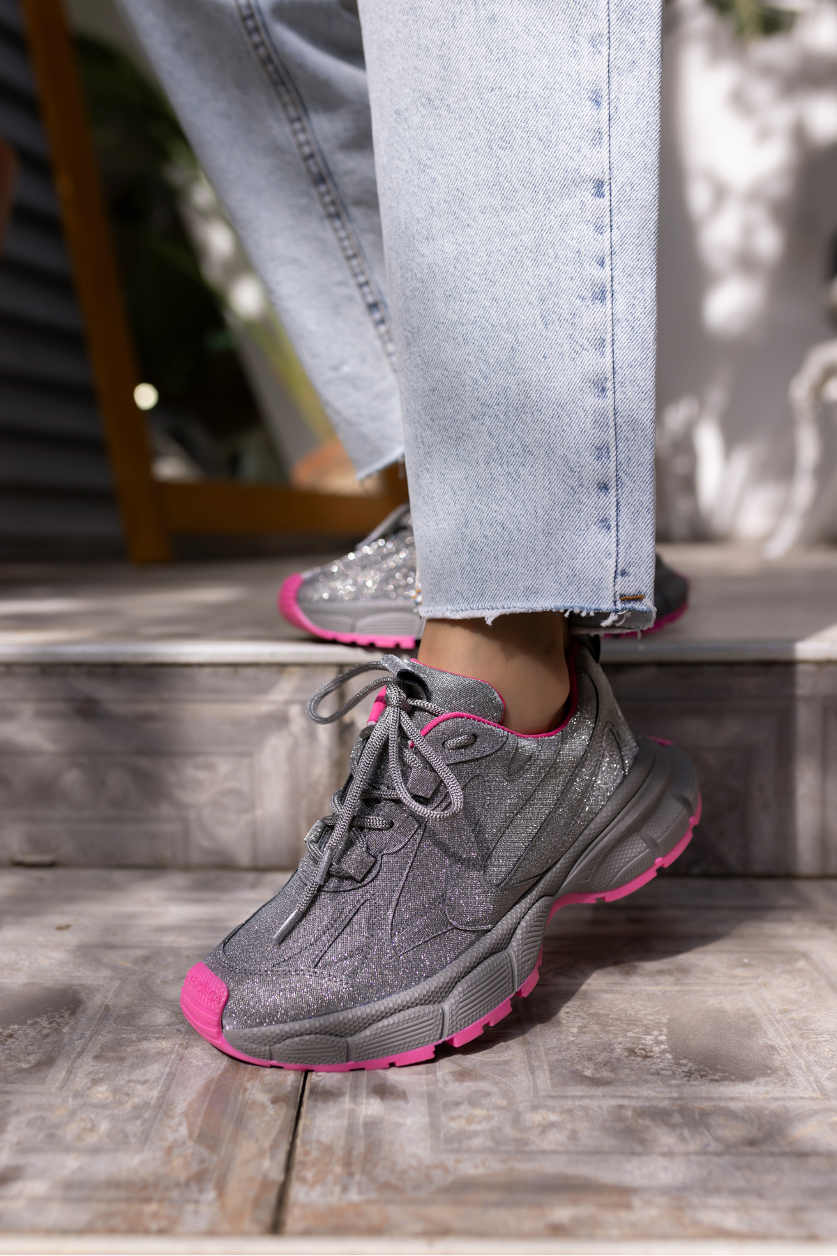 GENT KADİN GUMUS SİMLİ BEYAZ TABAN SNEAKER