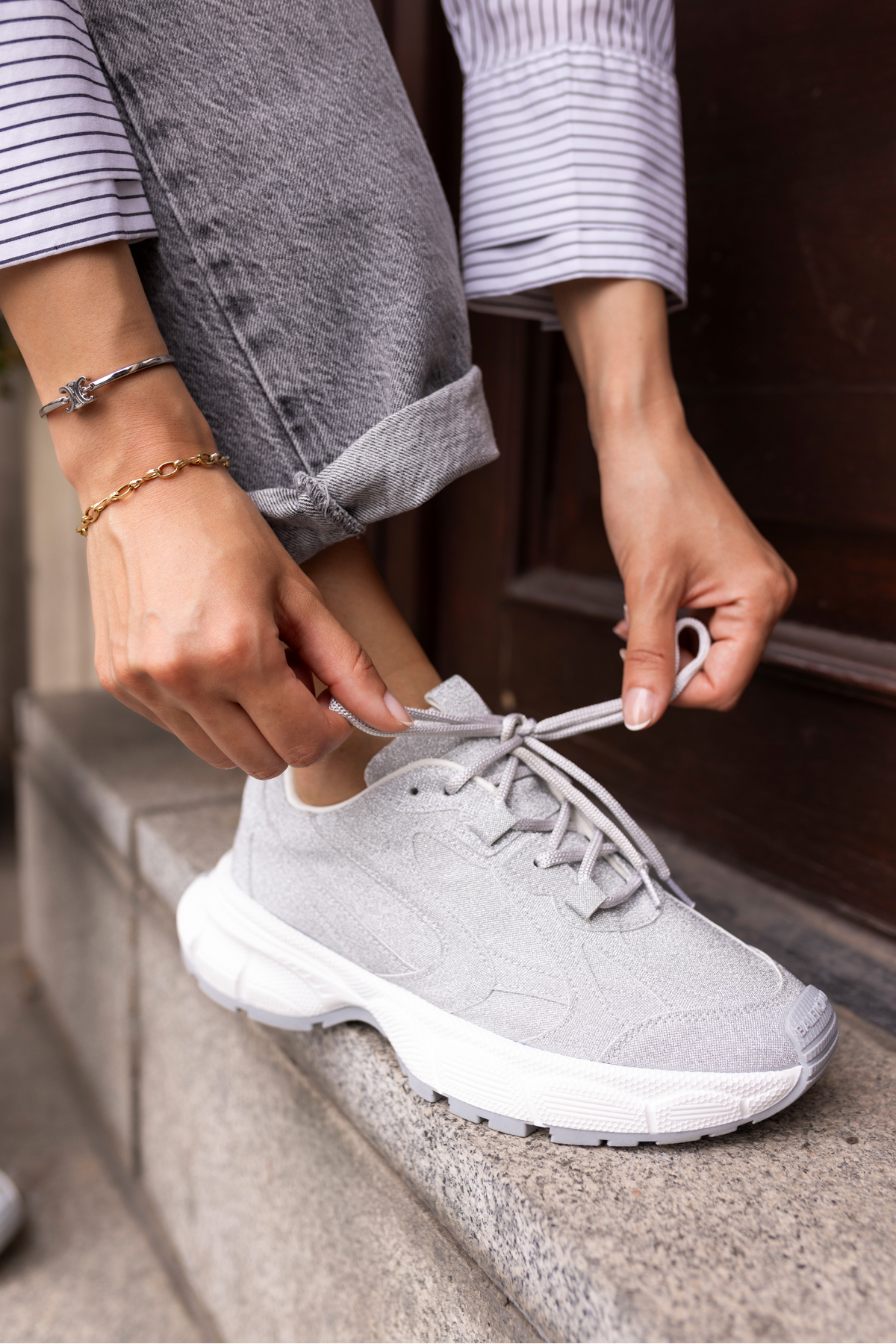 GENT KADİN GUMUS SİMLİ BEYAZ TABAN SNEAKER