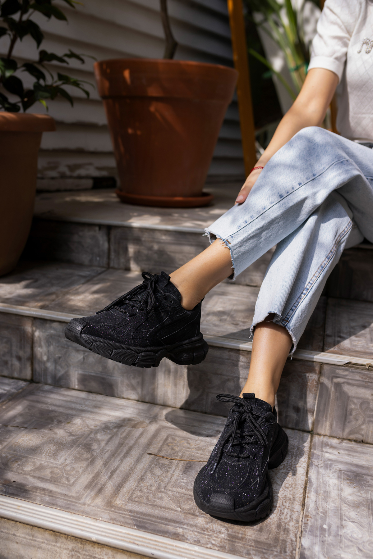 GENT KADİN GUMUS SİMLİ BEYAZ TABAN SNEAKER