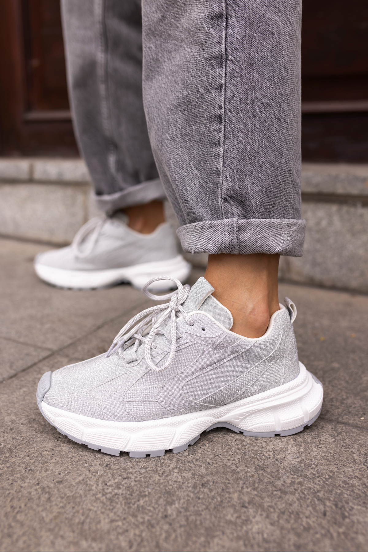 GENT KADİN GUMUS SİMLİ BEYAZ TABAN SNEAKER