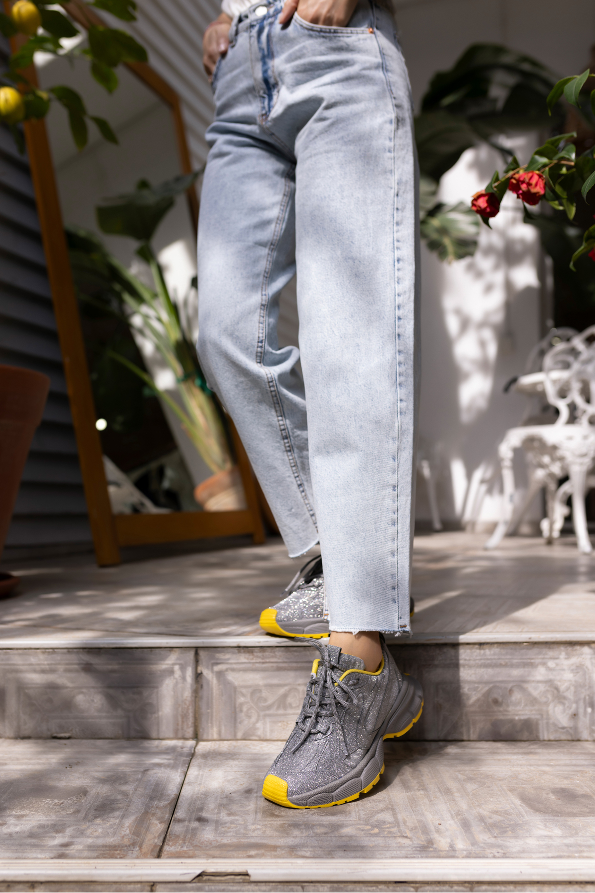 GENT KADİN GUMUS SİMLİ BEYAZ TABAN SNEAKER