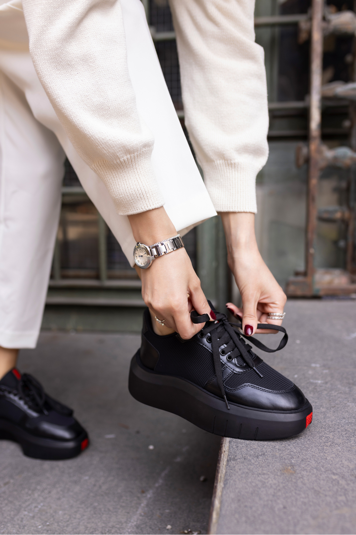 BUMMER KADİN SİYAH CİLT 5 CM TOPUK BOYU SNEAKER