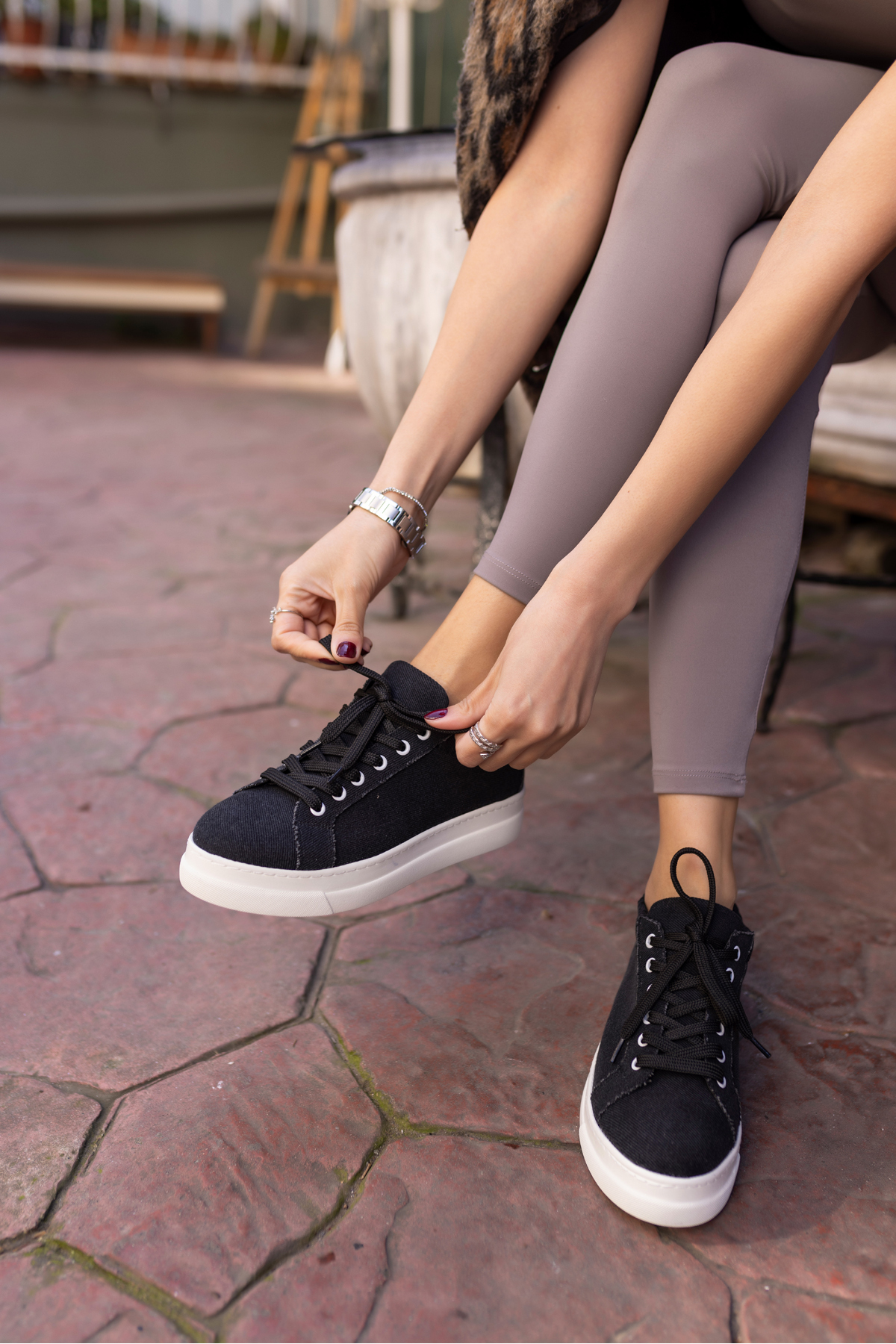 GWEN KADIN BEJ KETEN LASTIKLI SNEAKER
