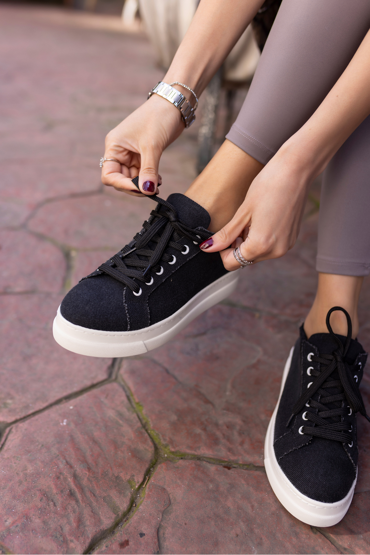 GWEN KADIN BEJ KETEN LASTIKLI SNEAKER