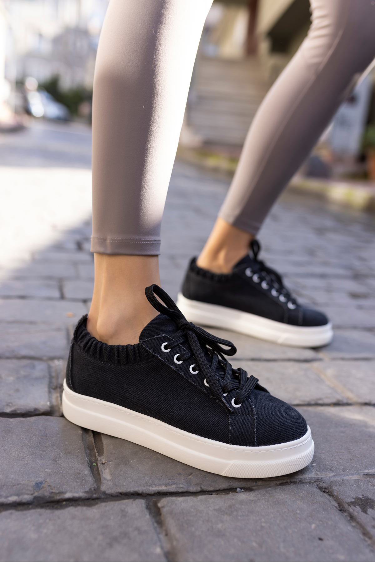 GWEN KADIN BEJ KETEN LASTIKLI SNEAKER