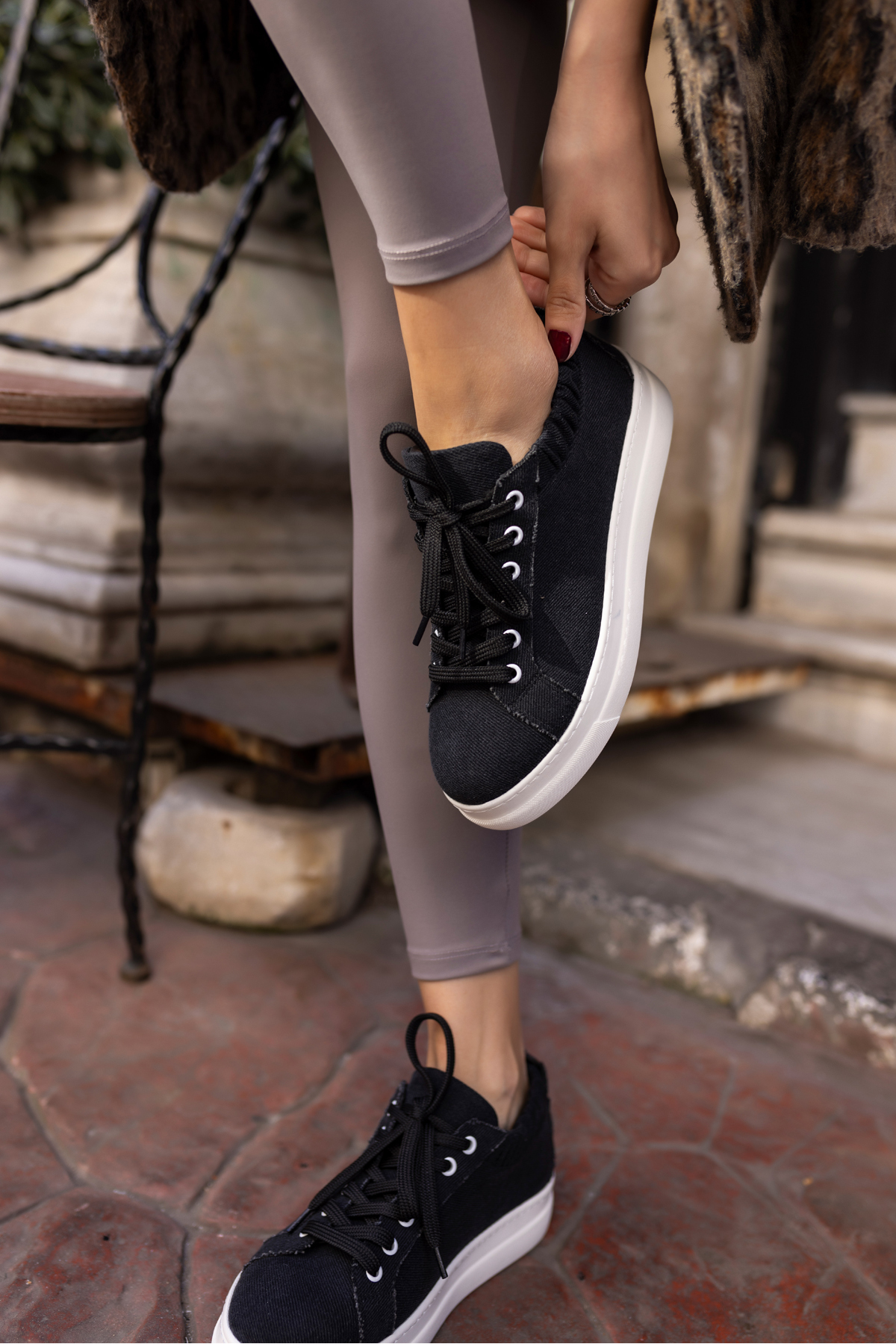 GWEN KADIN BEJ KETEN LASTIKLI SNEAKER