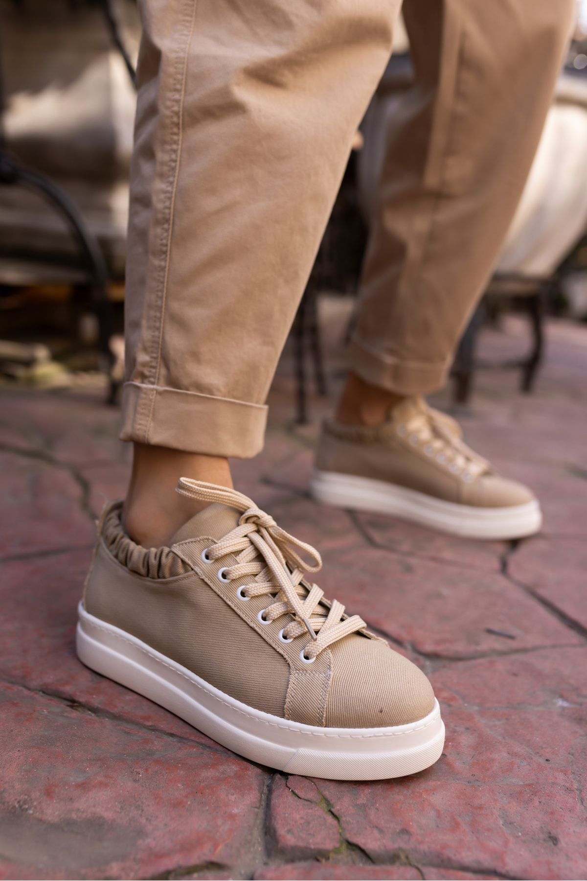 GWEN KADIN BEJ KETEN LASTIKLI SNEAKER