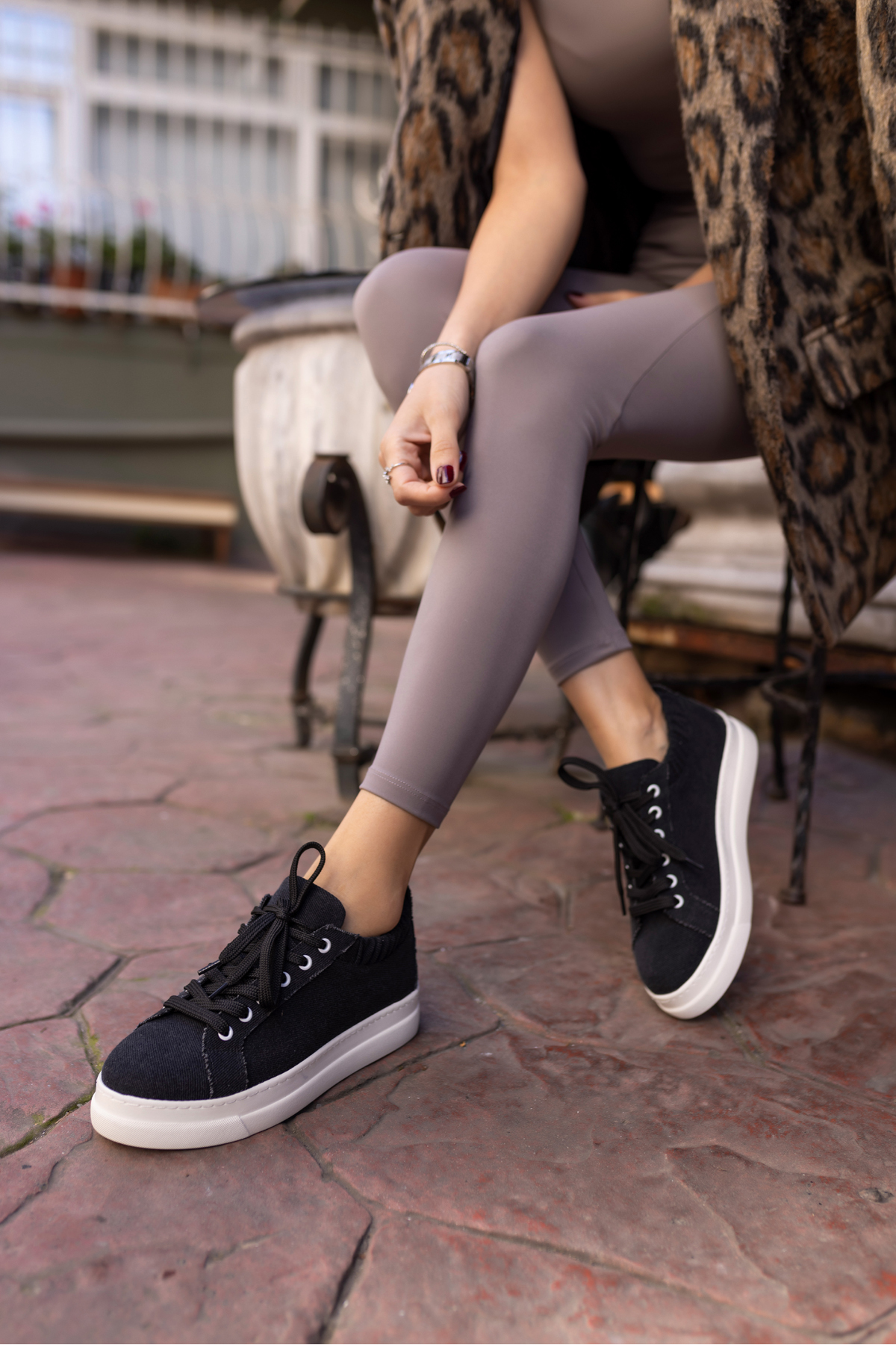 GWEN KADIN BEJ KETEN LASTIKLI SNEAKER