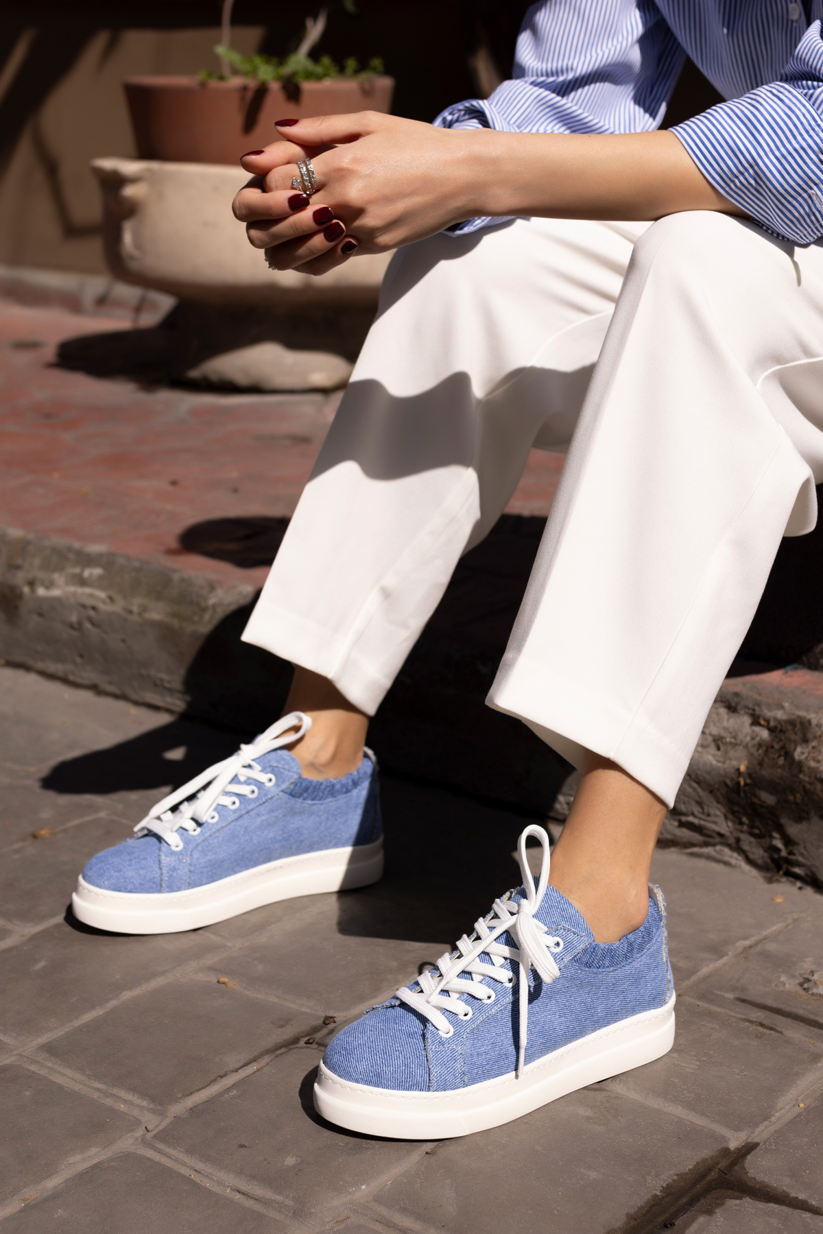 GWEN KADIN BEJ KETEN LASTIKLI SNEAKER