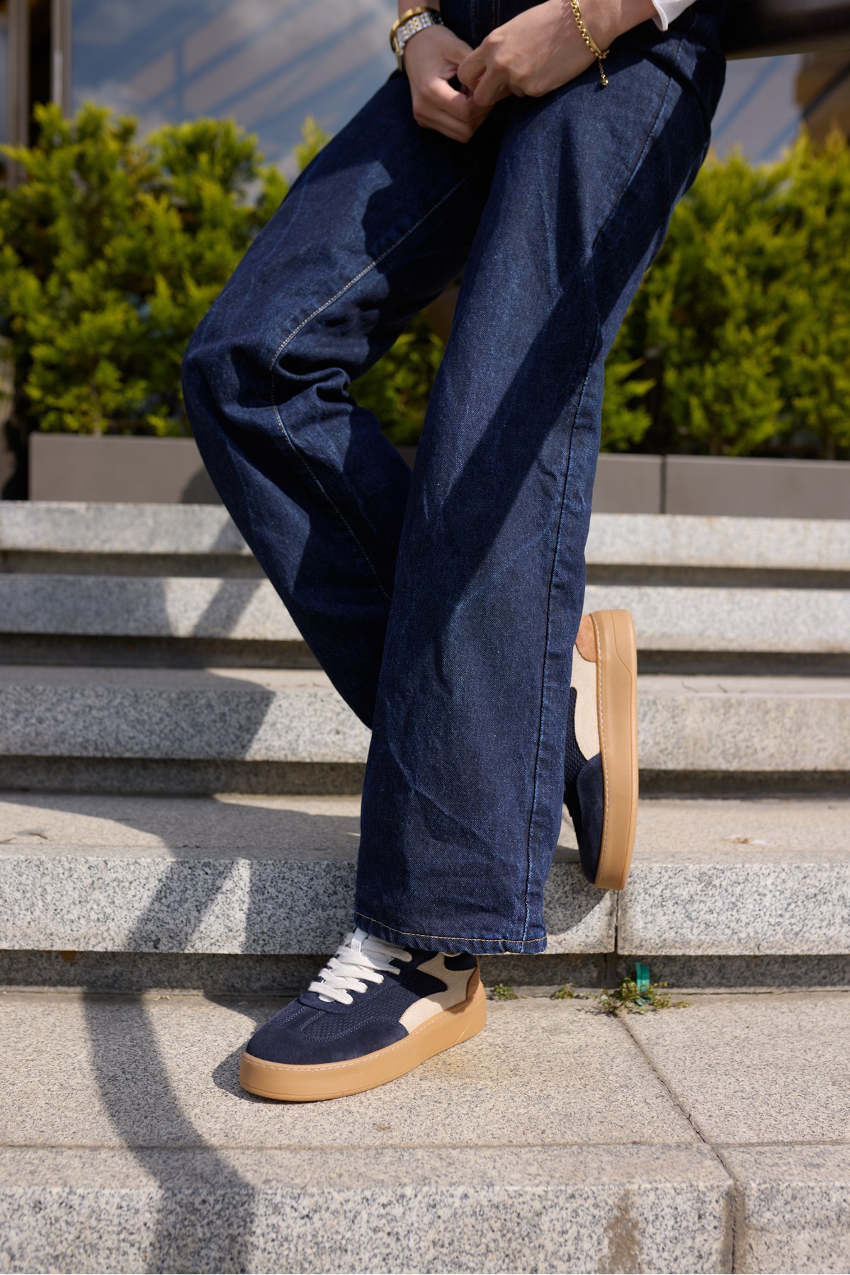 ALCOY KADİN LACİVERT GERCEK DERİ SUET BAGCIKLI SNEAKER