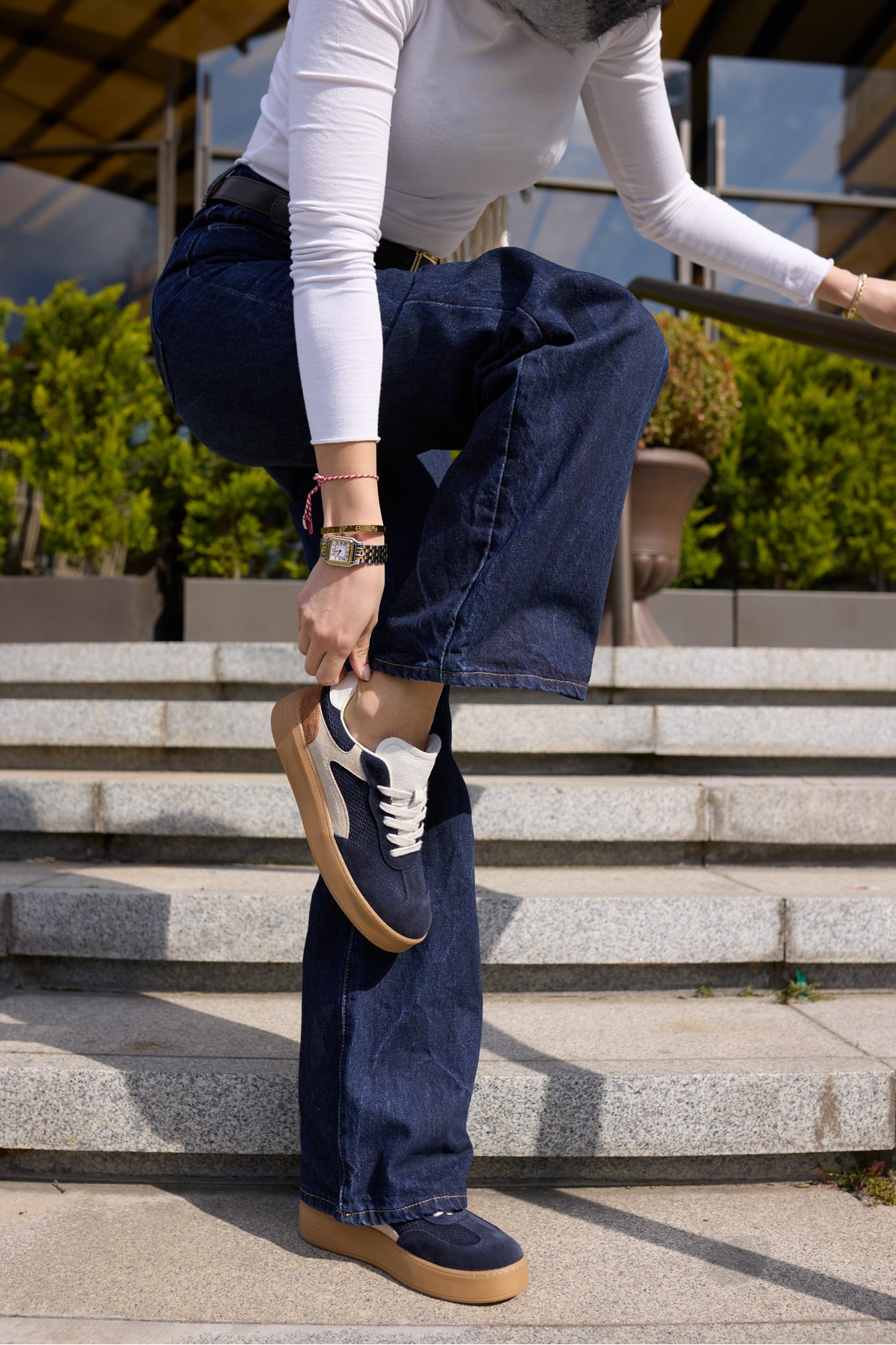 ALCOY KADİN LACİVERT GERCEK DERİ SUET BAGCIKLI SNEAKER