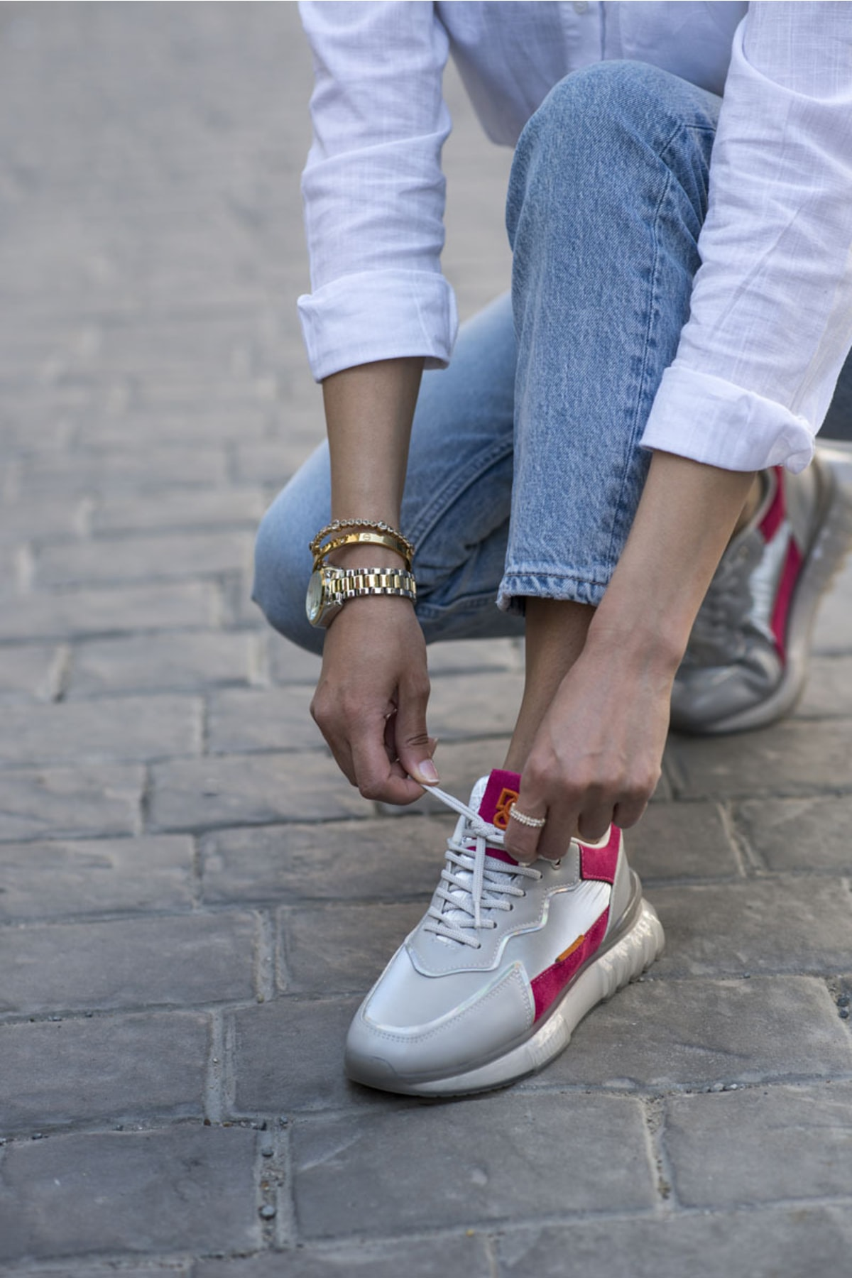 Teresa Kadın Gri Fusya Airtaban Sneaker
