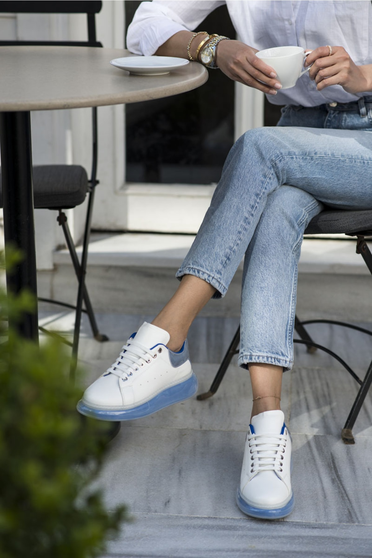 Tonny Kadın Beyaz Mavi Aır Taban Sneaker