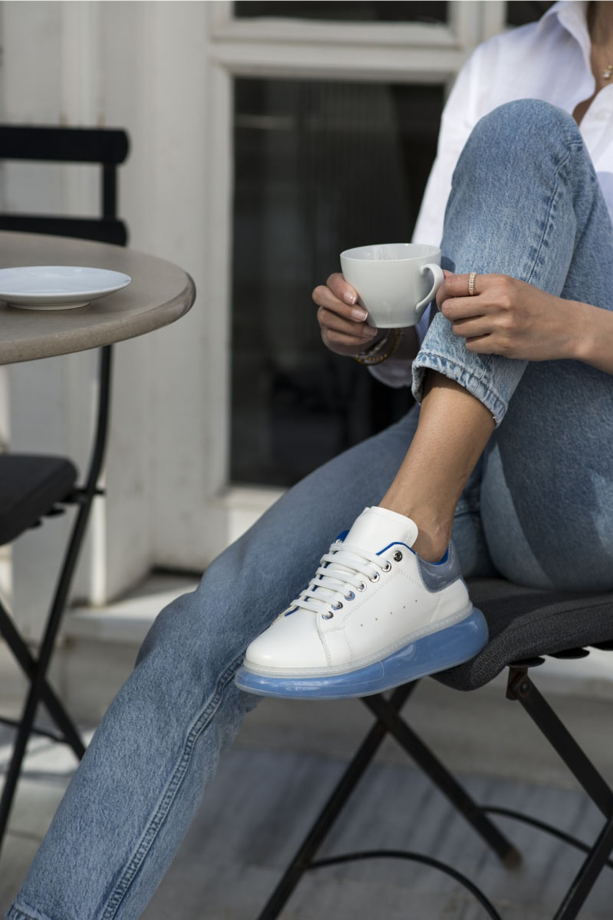 Tonny Kadın Beyaz Mavi Aır Taban Sneaker