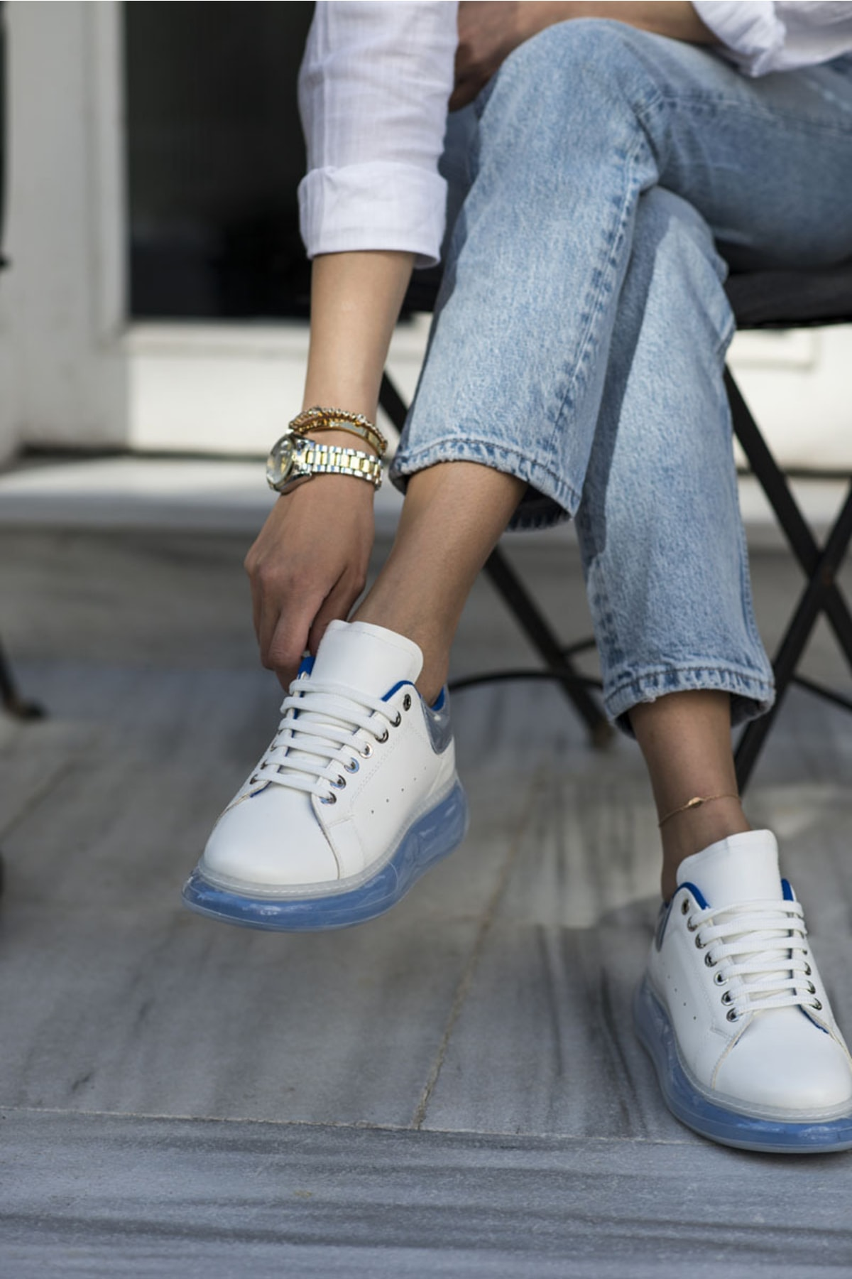 Tonny Kadın Beyaz Mavi Aır Taban Sneaker