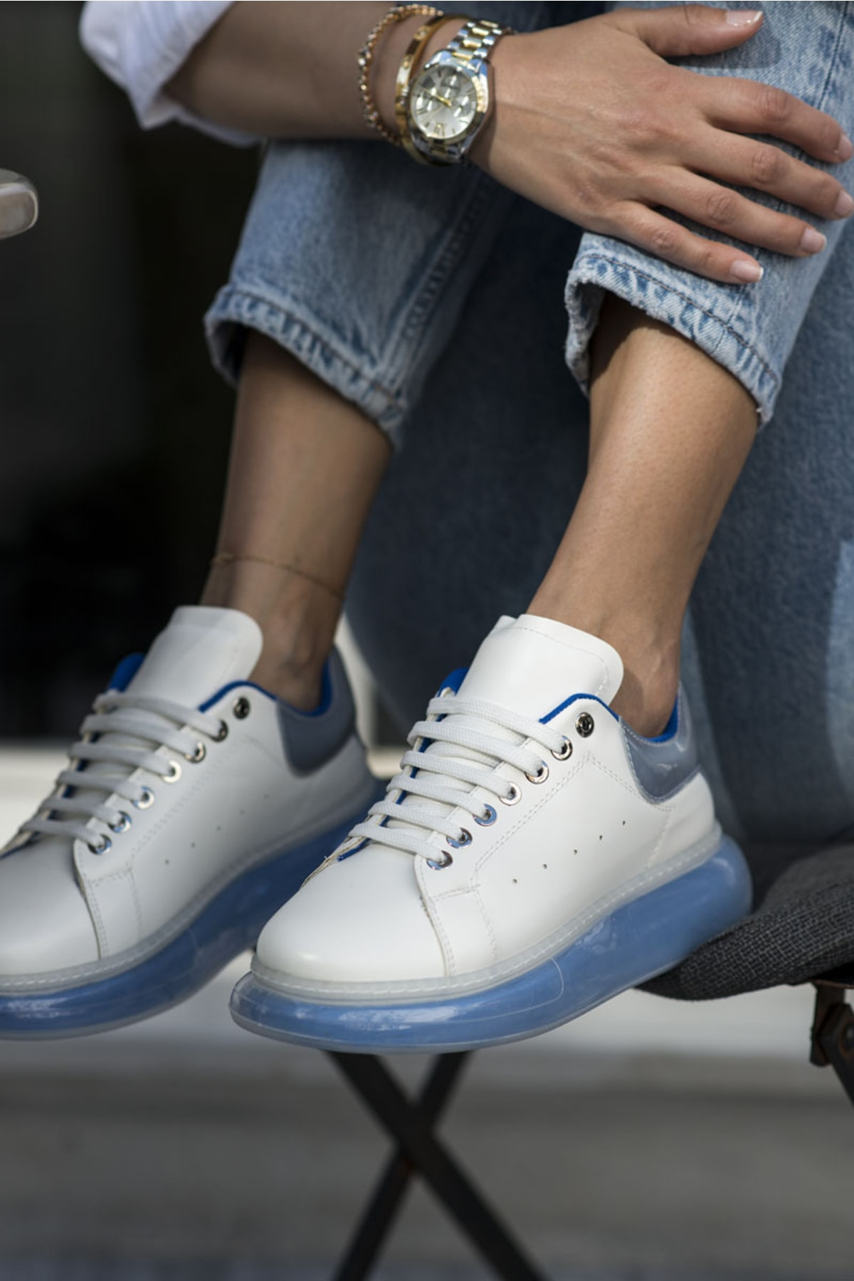 Tonny Kadın Beyaz Mavi Aır Taban Sneaker