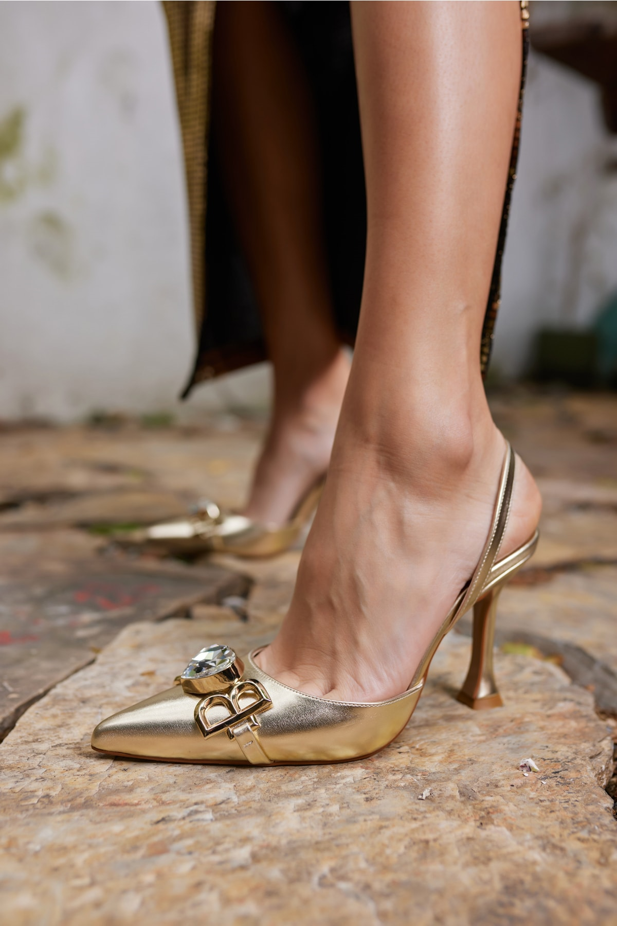 Chipo Kadın Siyah Itahl Aksesuar Topuklu Ayakkabi