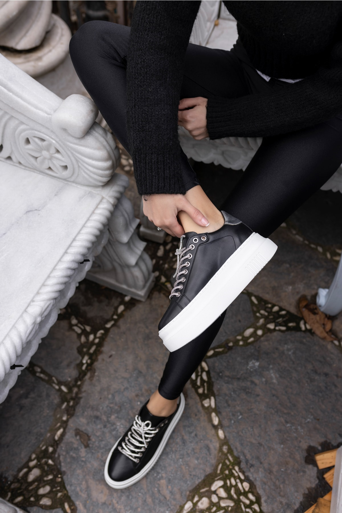 Ojjo Kadın Su Yeşili Taş Detay Sneaker