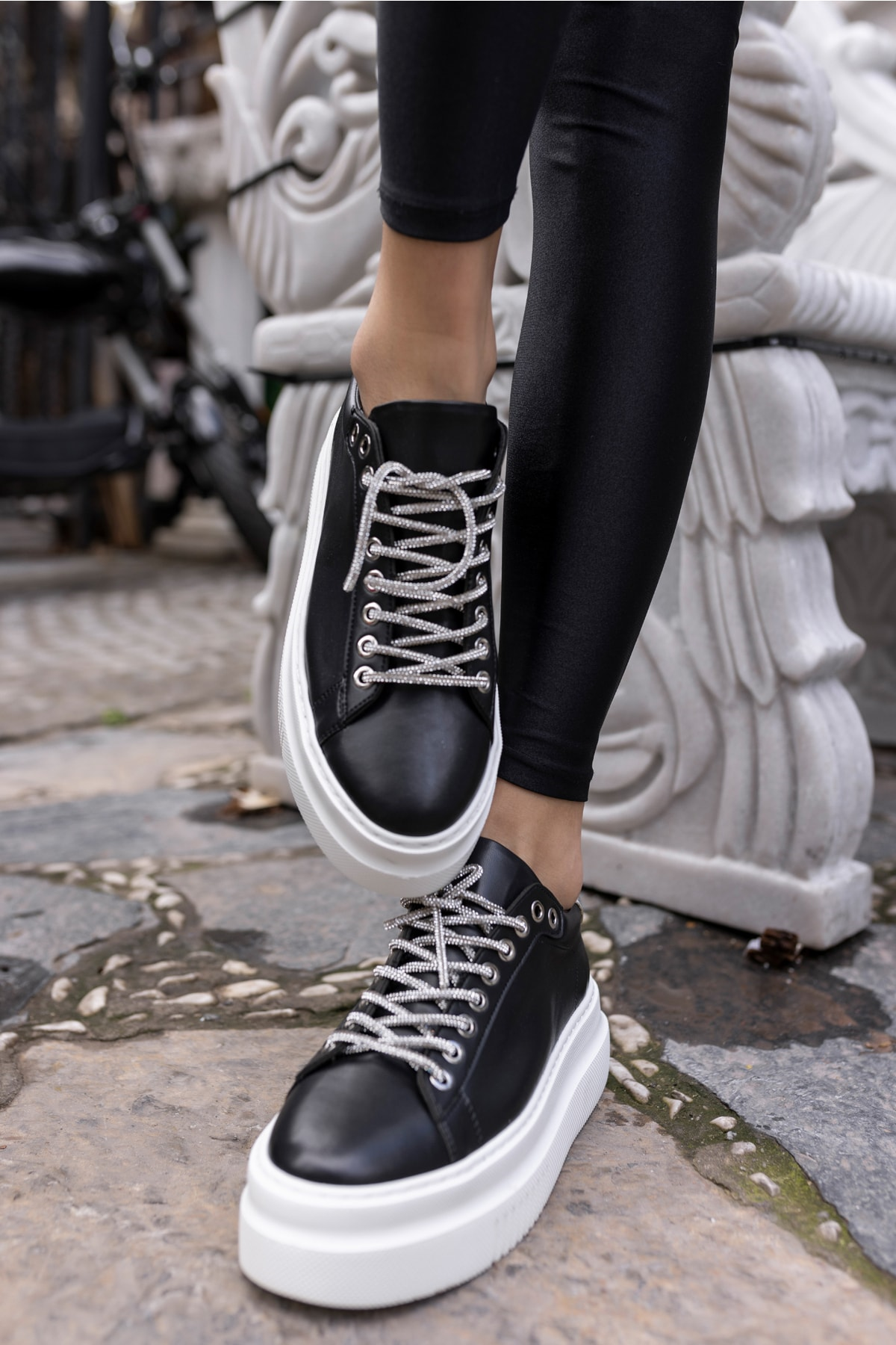 Ojjo Kadın Su Yeşili Taş Detay Sneaker