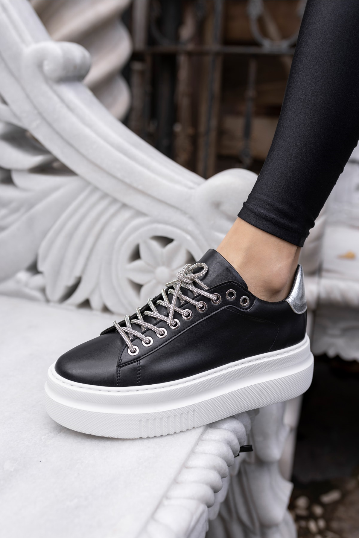 Ojjo Kadın Su Yeşili Taş Detay Sneaker