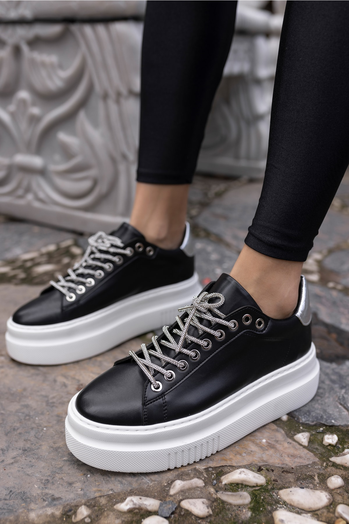 Ojjo Kadın Su Yeşili Taş Detay Sneaker
