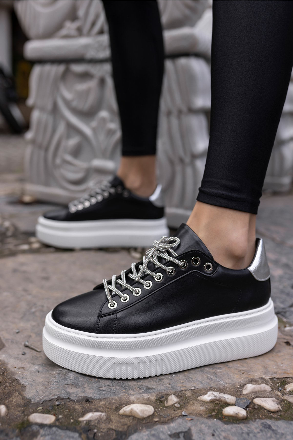 Ojjo Kadın Su Yeşili Taş Detay Sneaker