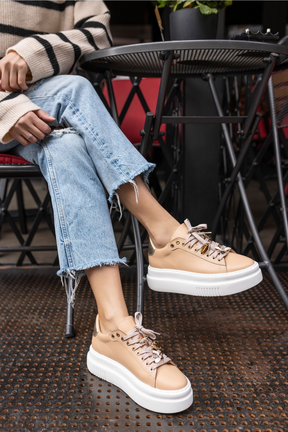 Poll Kadın Nude Bagcık Kısmı Aksesuar Detay Sneakers