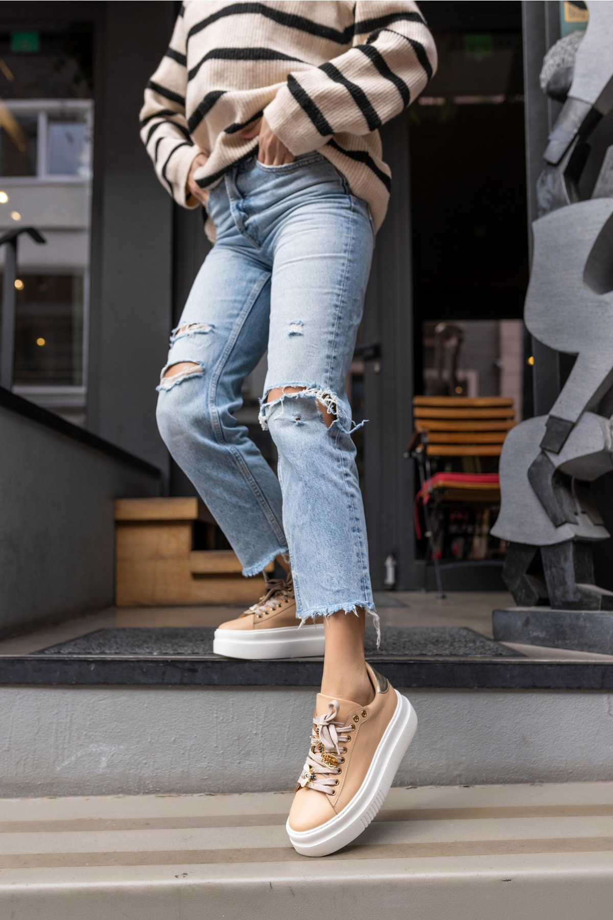 Poll Kadın Nude Bagcık Kısmı Aksesuar Detay Sneakers