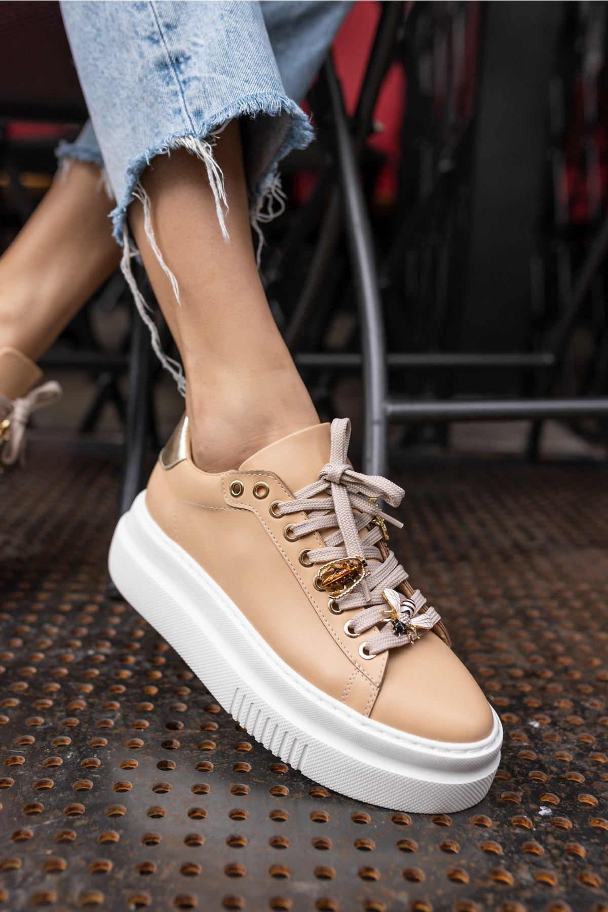 Poll Kadın Nude Bagcık Kısmı Aksesuar Detay Sneakers