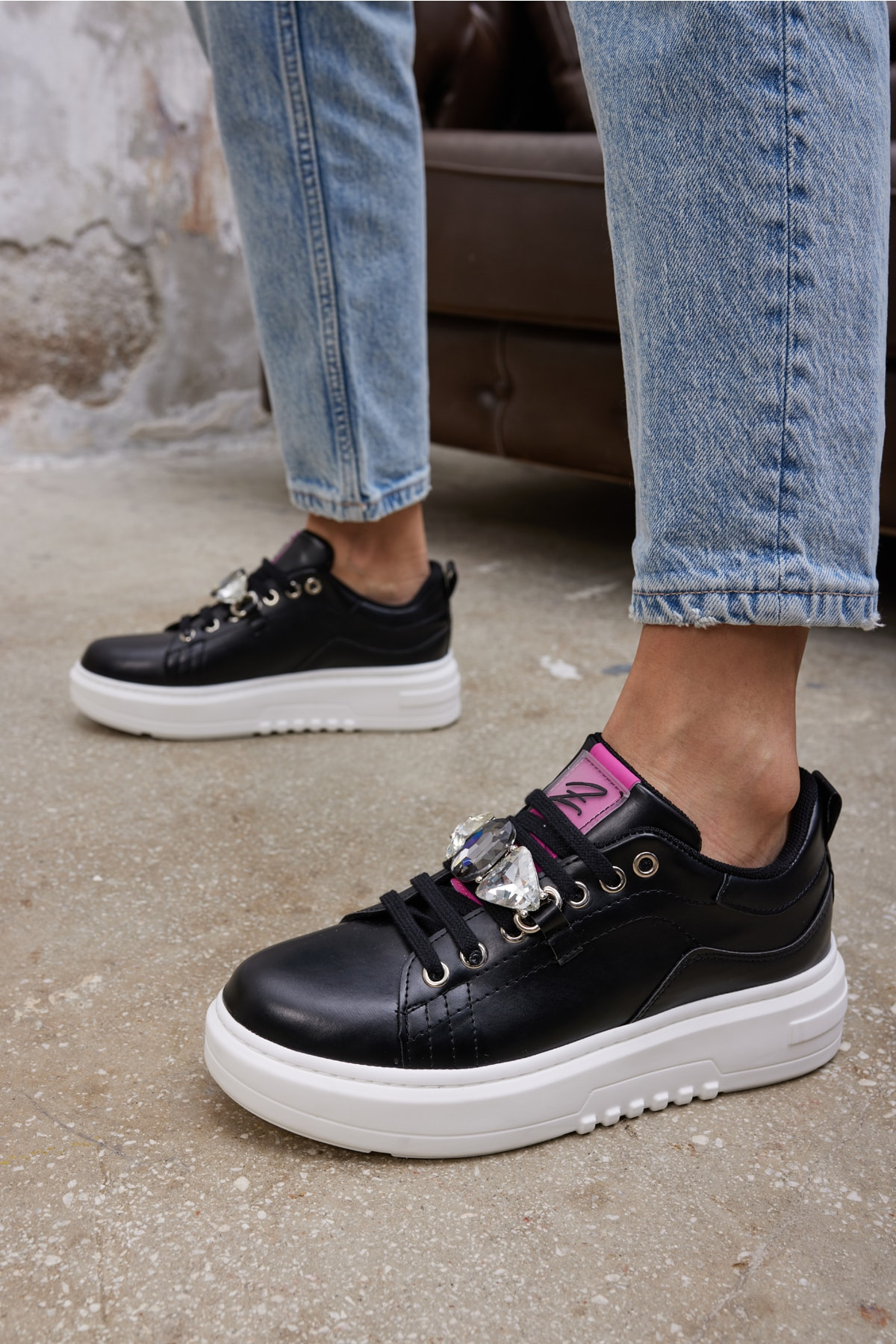 Jutta Kadın Siyah Taş Detay Sneaker
