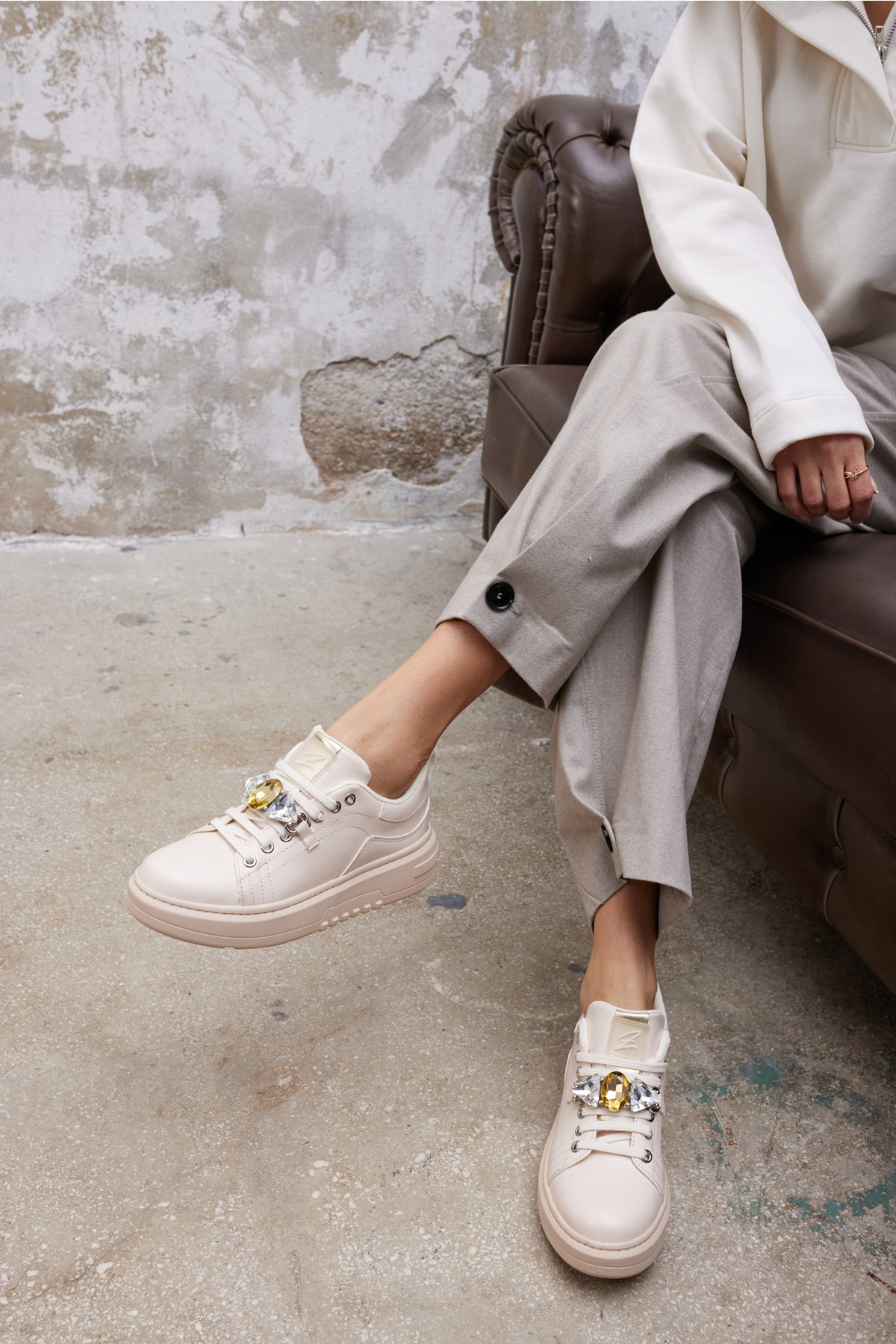 Jutta Kadın Siyah Taş Detay Sneaker