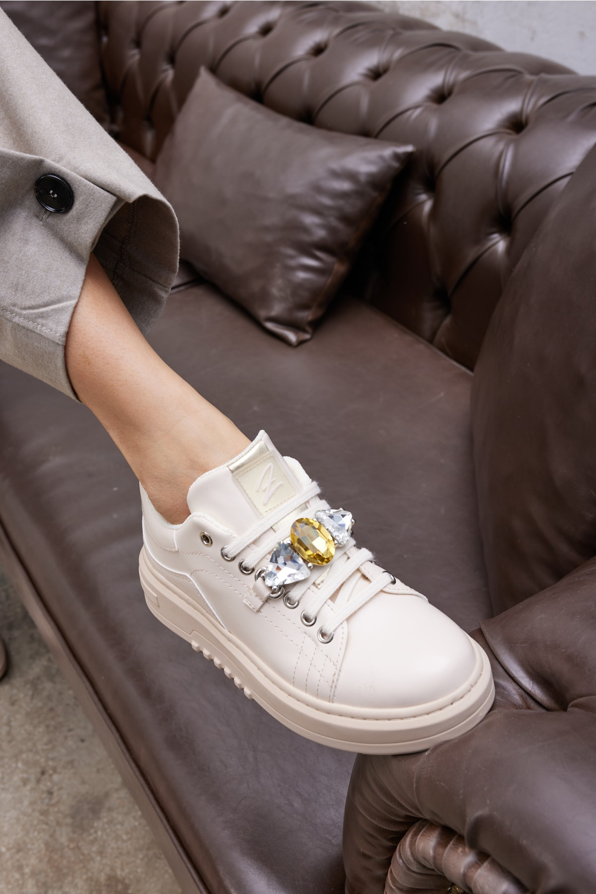 Jutta Kadın Siyah Taş Detay Sneaker