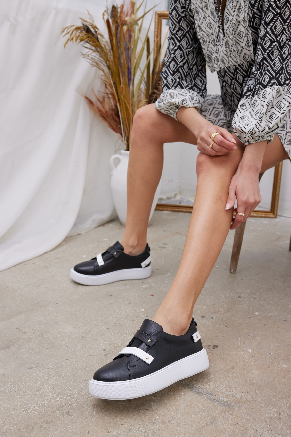 Milica Kadın Beyaz Gercek Deri Sneaker
