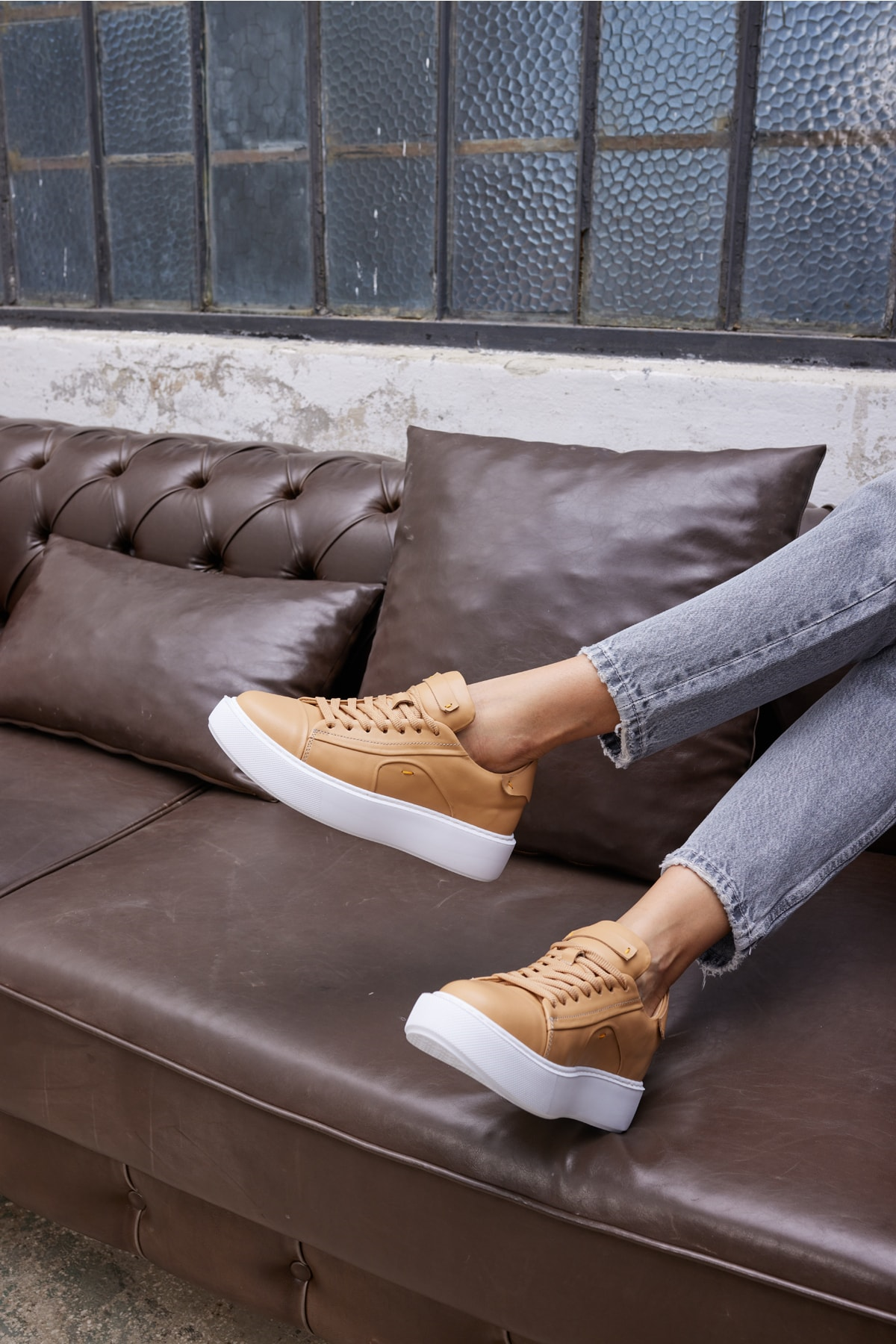 Janiska Kadın Siyah Gercek Deri Eva Taban Sneaker