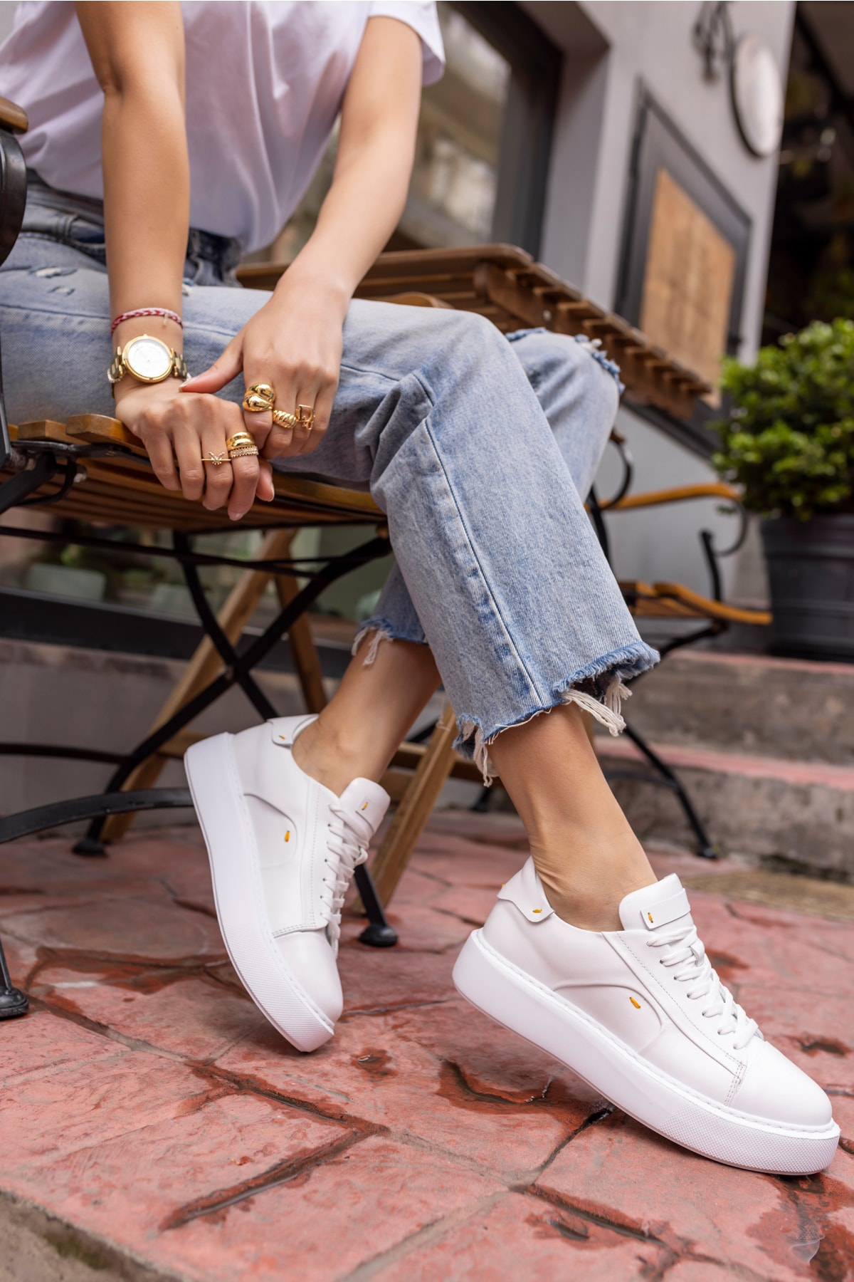 Janiska Kadın Siyah Gercek Deri Eva Taban Sneaker