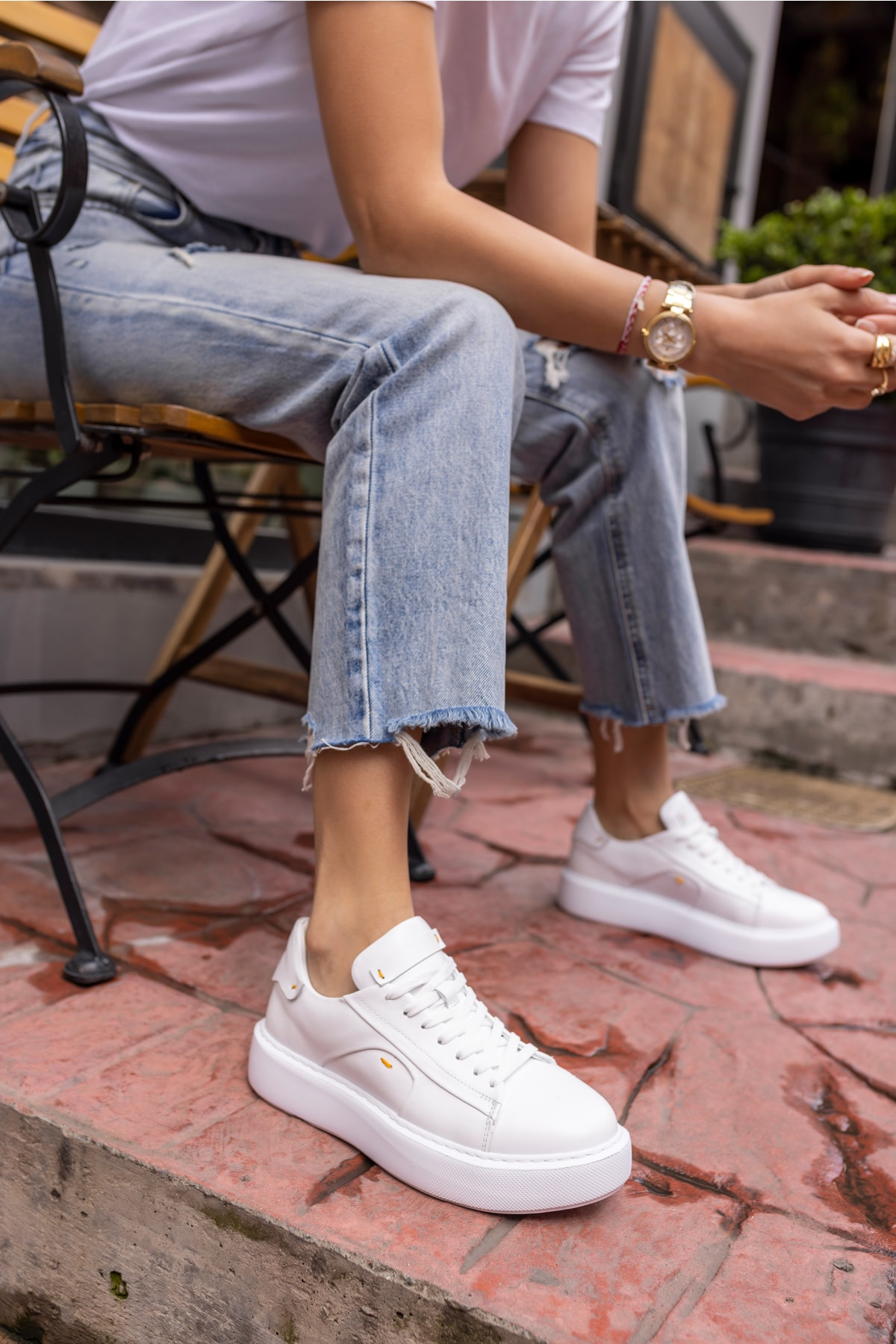 Janiska Kadın Siyah Gercek Deri Eva Taban Sneaker