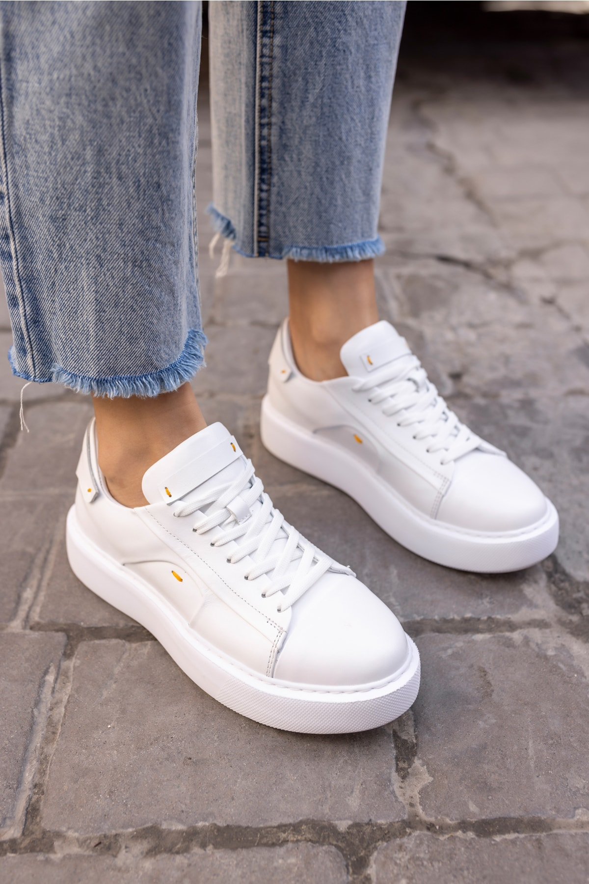 Janiska Kadın Siyah Gercek Deri Eva Taban Sneaker
