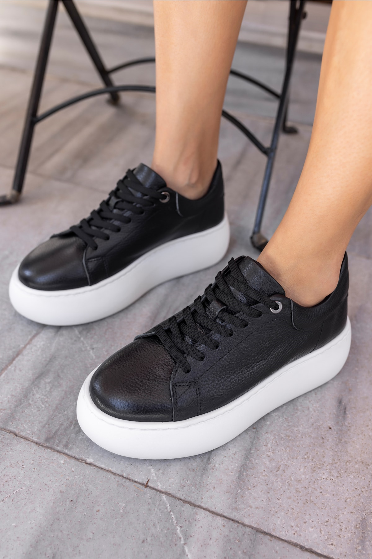 Cupy Kadin Siyah Gercek Deri Eva Taban Sneaker