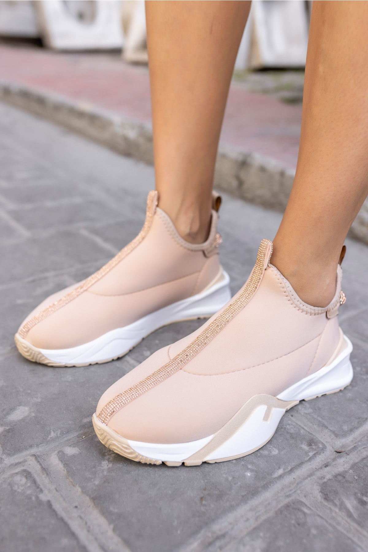 Bareto Kadın Nude Dalgıc Kumaş Sneaker
