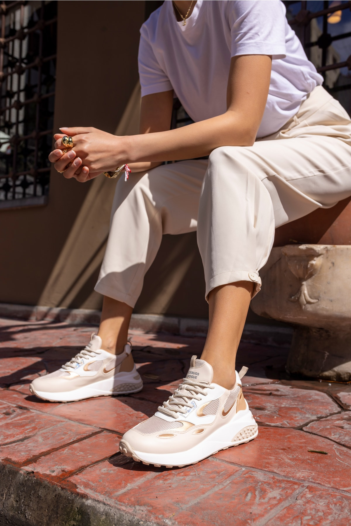 David Kadin Beyaz Garnili Sneaker