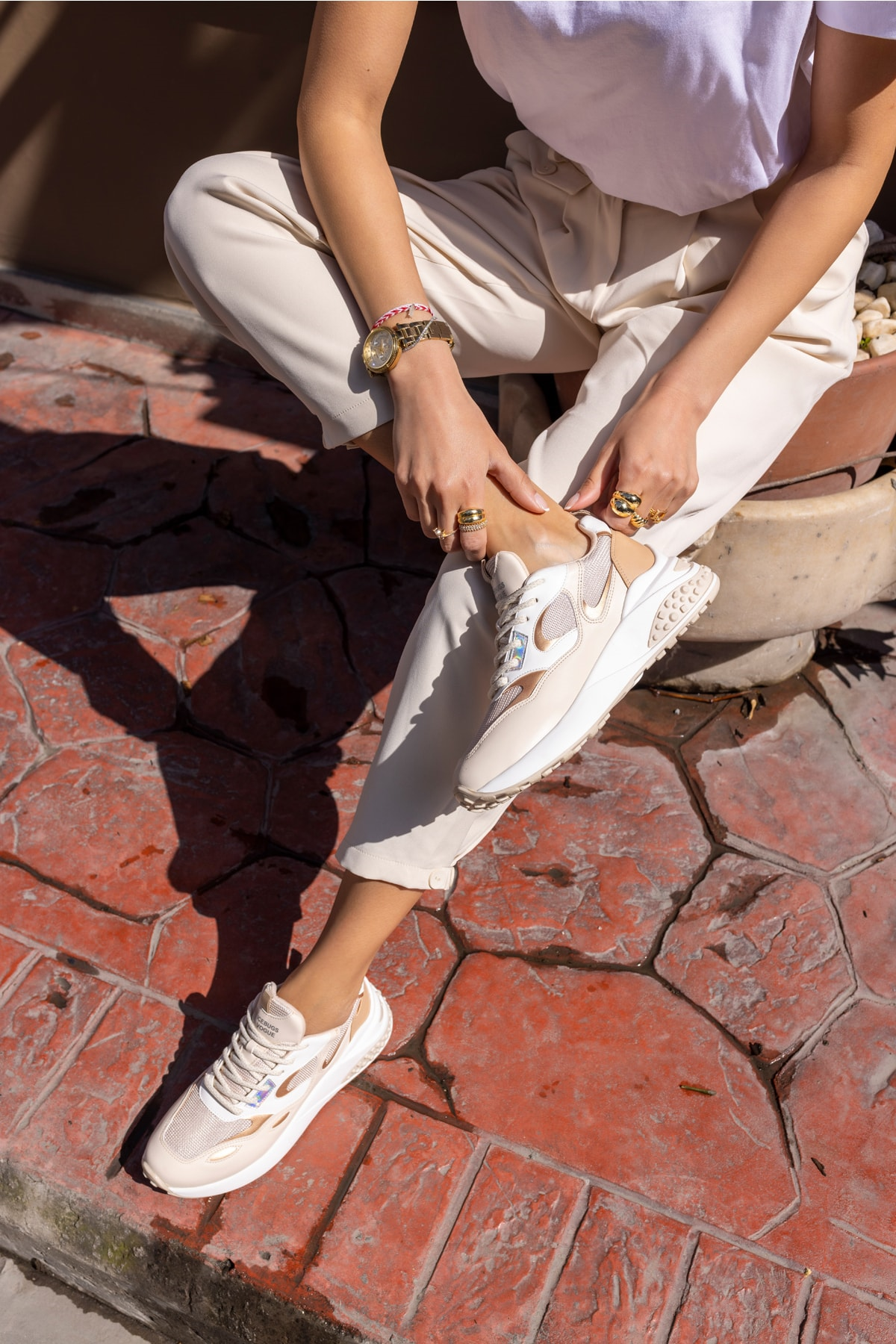 David Kadin Beyaz Garnili Sneaker